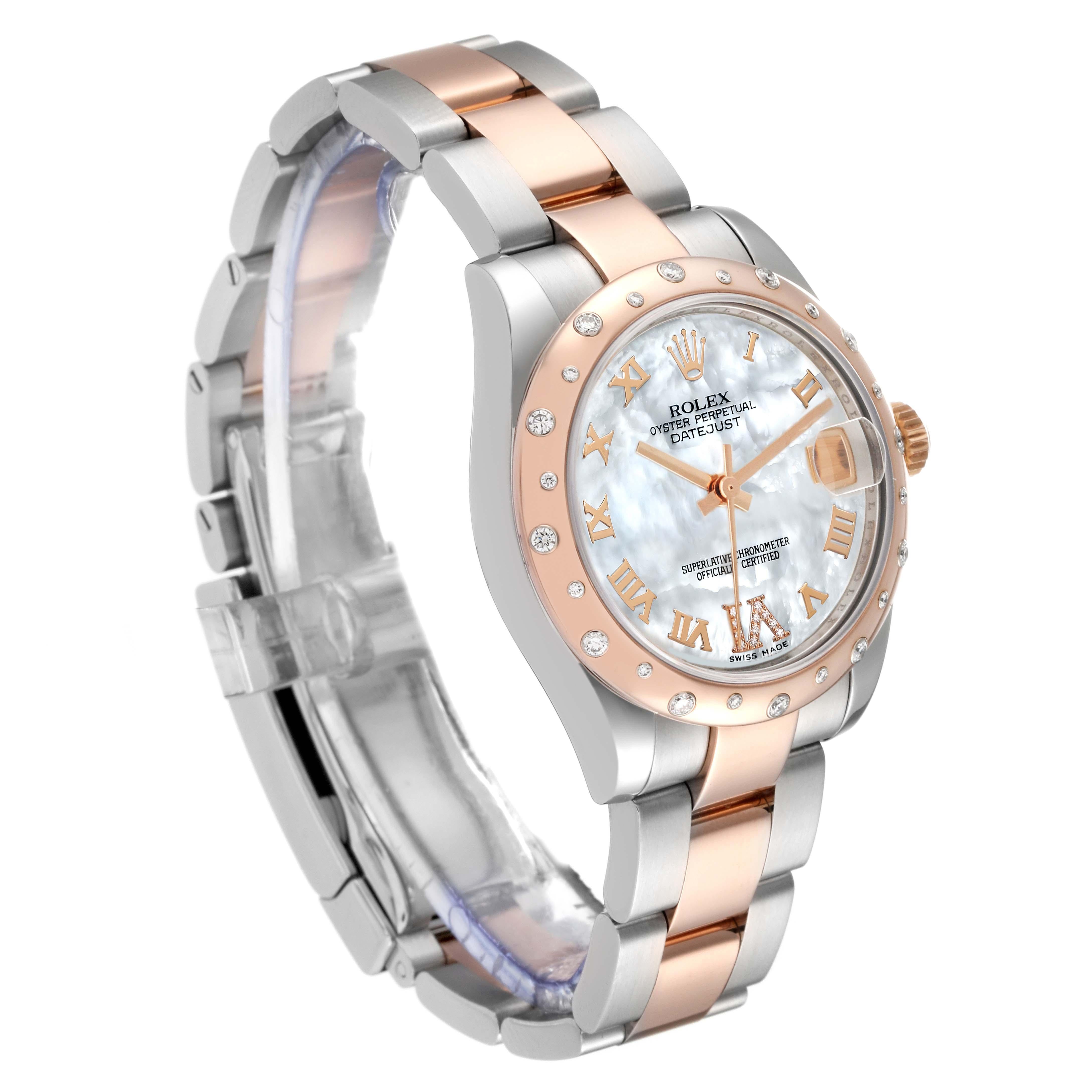 Rolex Datejust 31 Midsize Steel Rose Gold Diamond Ladies Watch 178341 In Excellent Condition For Sale In Atlanta, GA