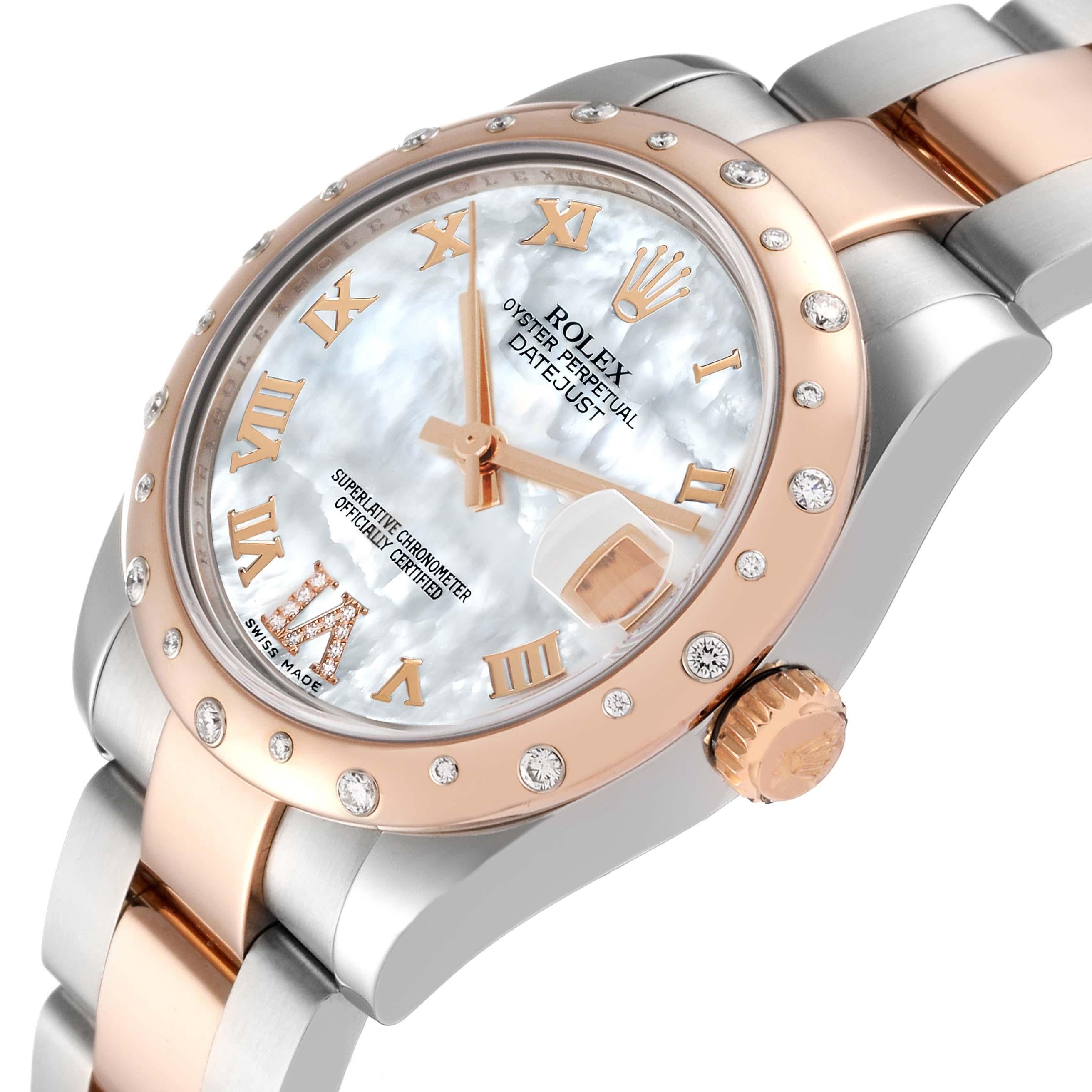 Rolex Datejust 31 Midsize Steel Rose Gold Diamond Ladies Watch 178341 For Sale 1