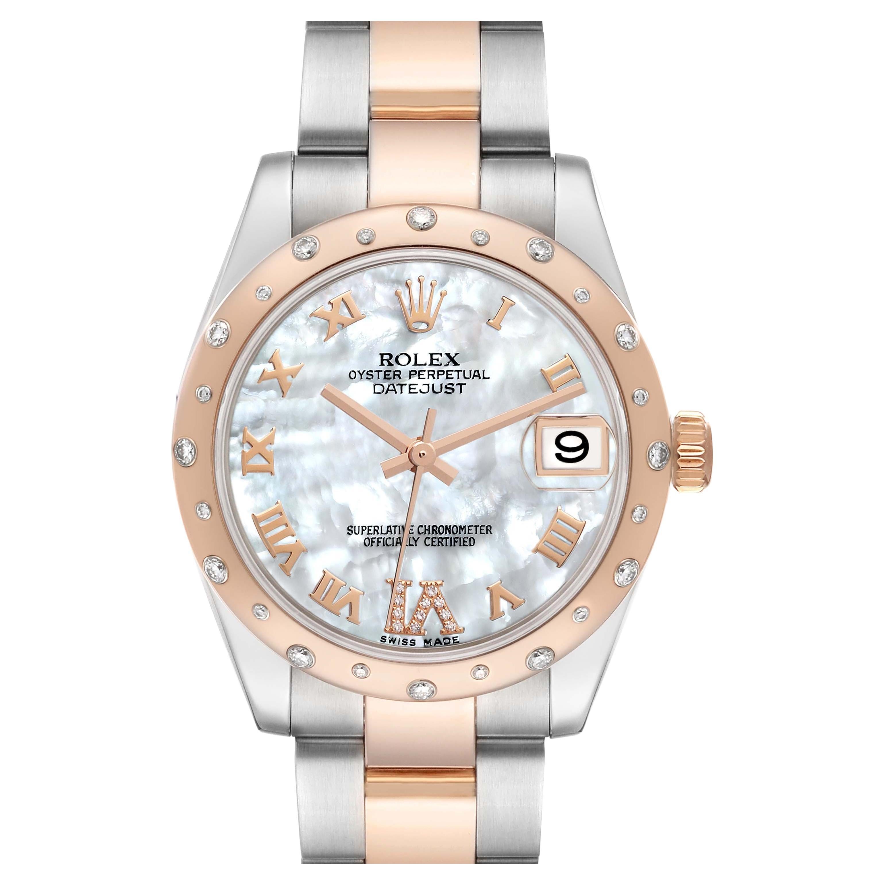 Rolex Datejust 31 Midsize Steel Rose Gold Diamond Ladies Watch 178341