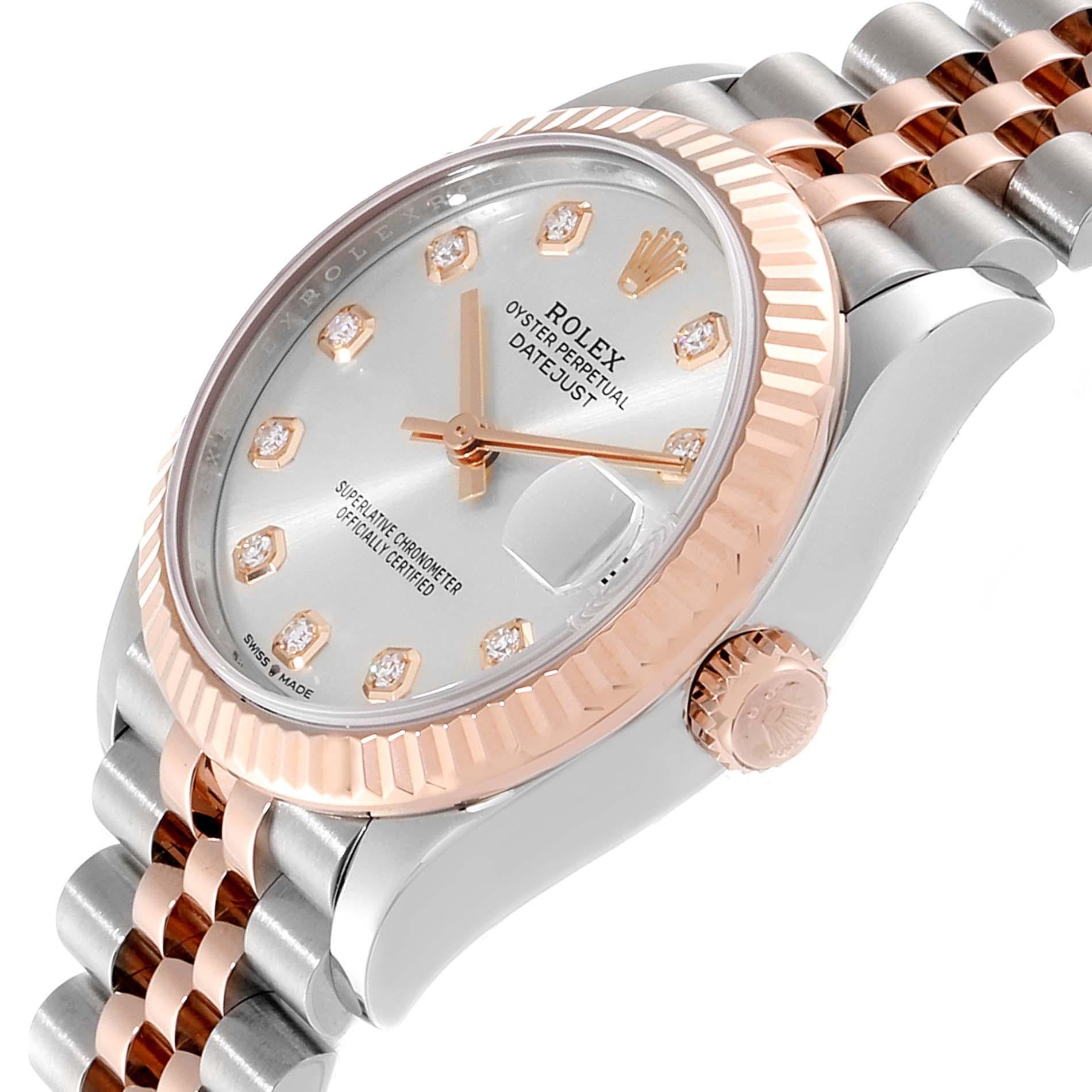 Women's Rolex Datejust 31 Midsize Steel Rose Gold Diamond Ladies Watch 278271 For Sale