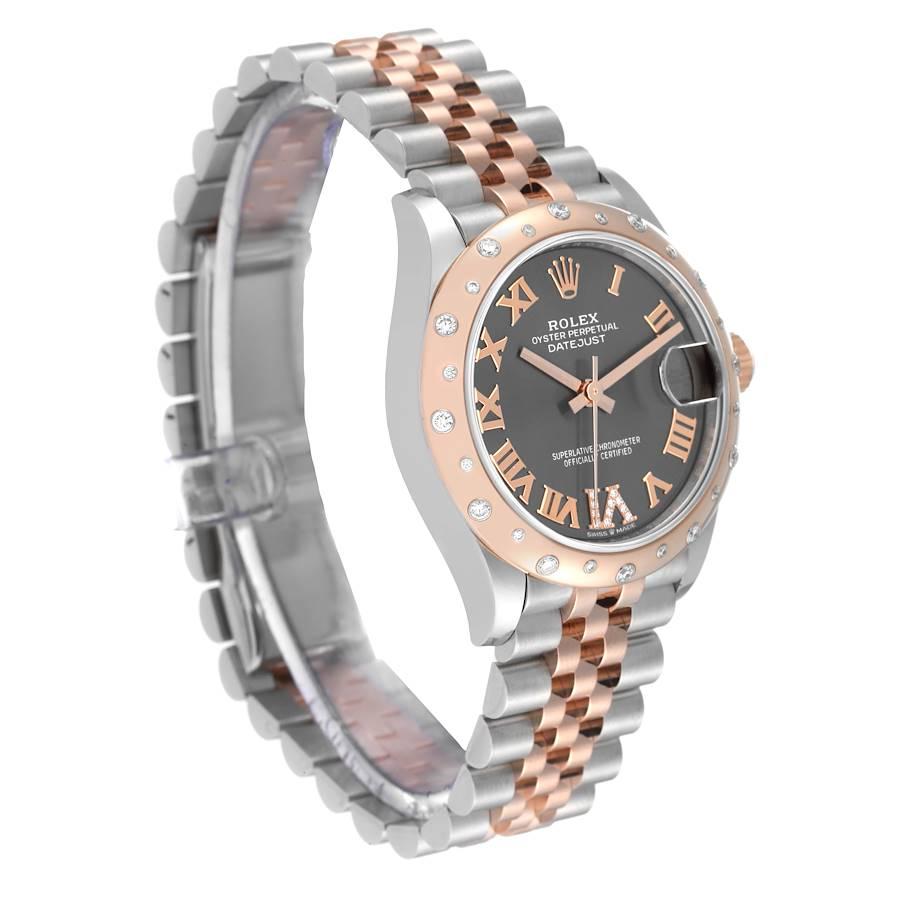 Rolex Datejust 31 Midsize Steel Rose Gold Diamond Ladies Watch 278341 Box Card In Excellent Condition In Atlanta, GA
