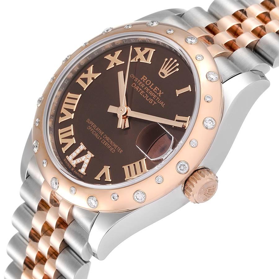 Rolex Datejust 31 Midsize Steel Rose Gold Diamond Ladies Watch 278341 Unworn In Excellent Condition In Atlanta, GA