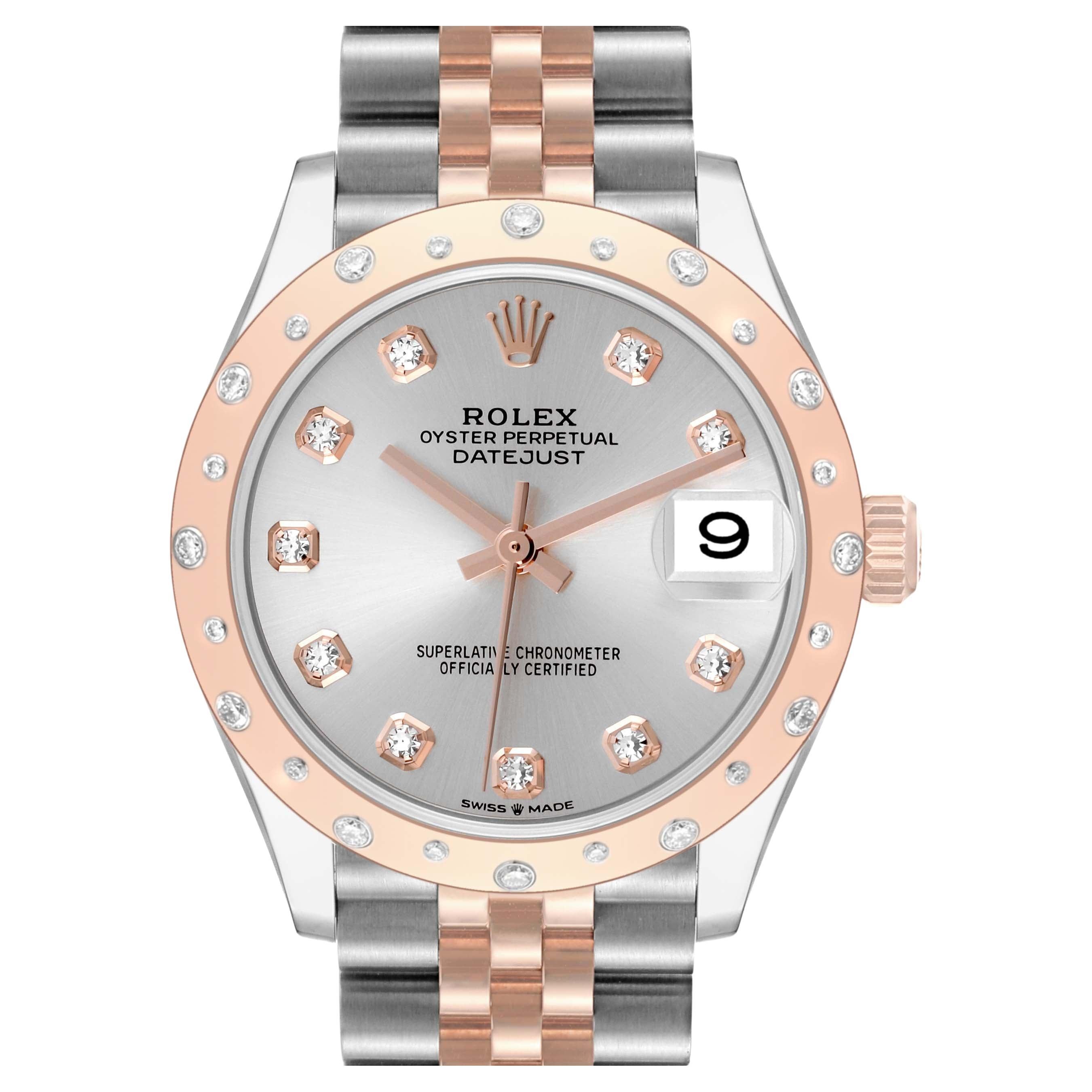 Rolex Montre Datejust 31 de taille moyenne en acier, or rose et diamants, pour femmes 278341 non portée