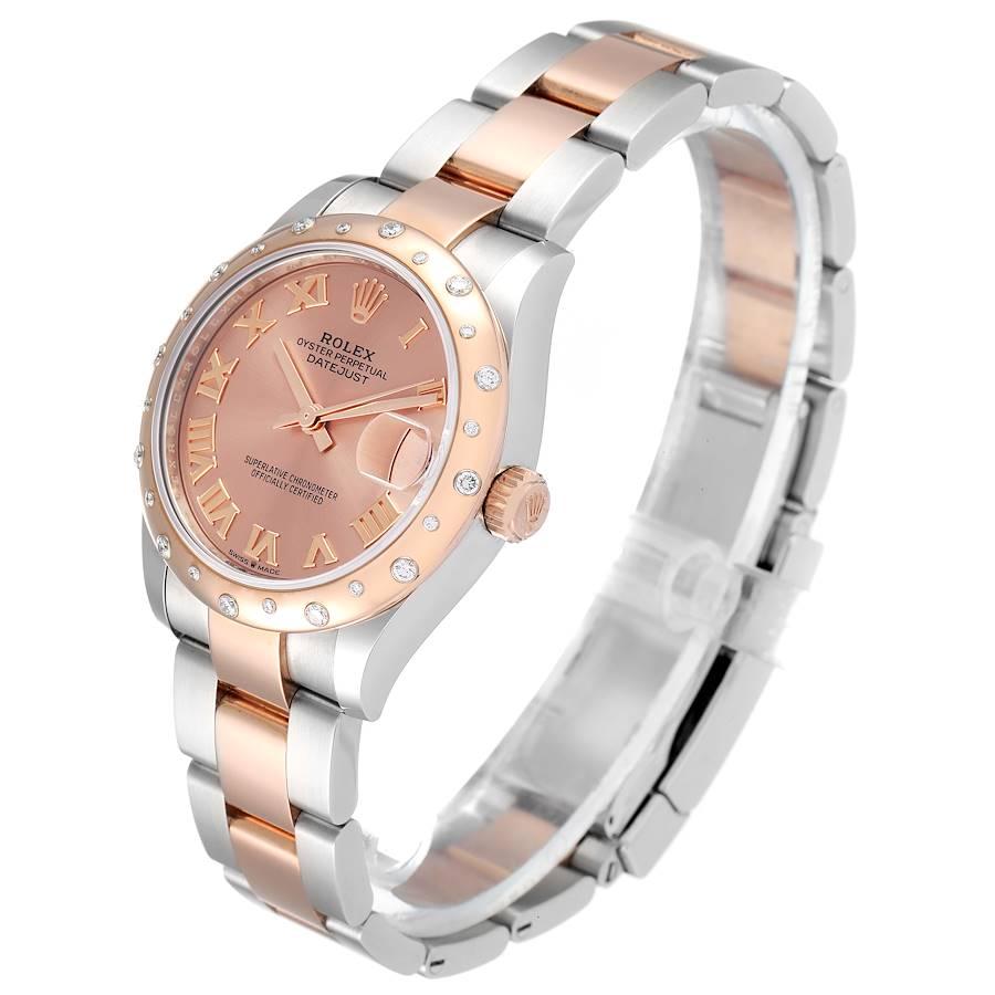 Women's Rolex Datejust 31 Midsize Steel Rose Gold Diamond Watch 278341 Unworn