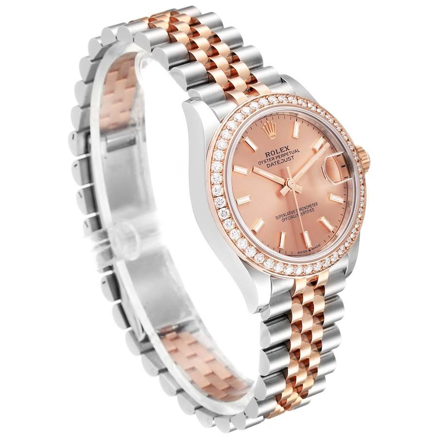 Rolex Datejust 31 Midsize Steel Rose Gold Diamond Watch 278381 Unworn In Excellent Condition For Sale In Atlanta, GA