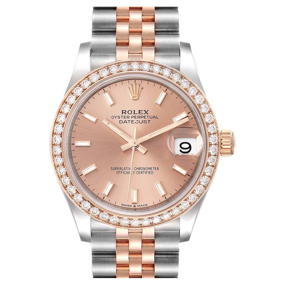 Rolex Datejust 31 Midsize Steel Rose Gold Diamond Watch 278381 Unworn For Sale