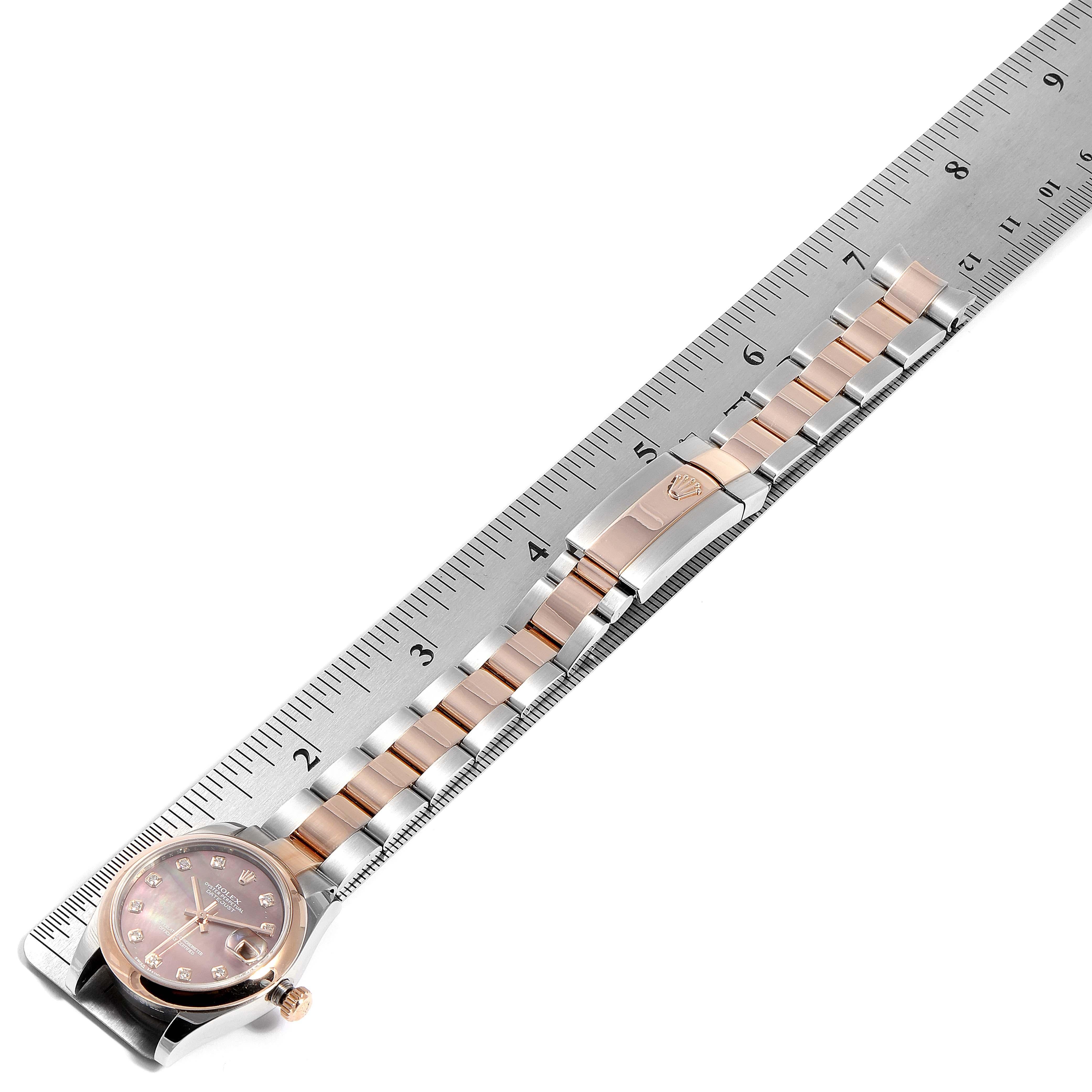 Rolex Datejust 31 Midsize Steel Rose Gold MOP Diamond Ladies Watch 178241 5