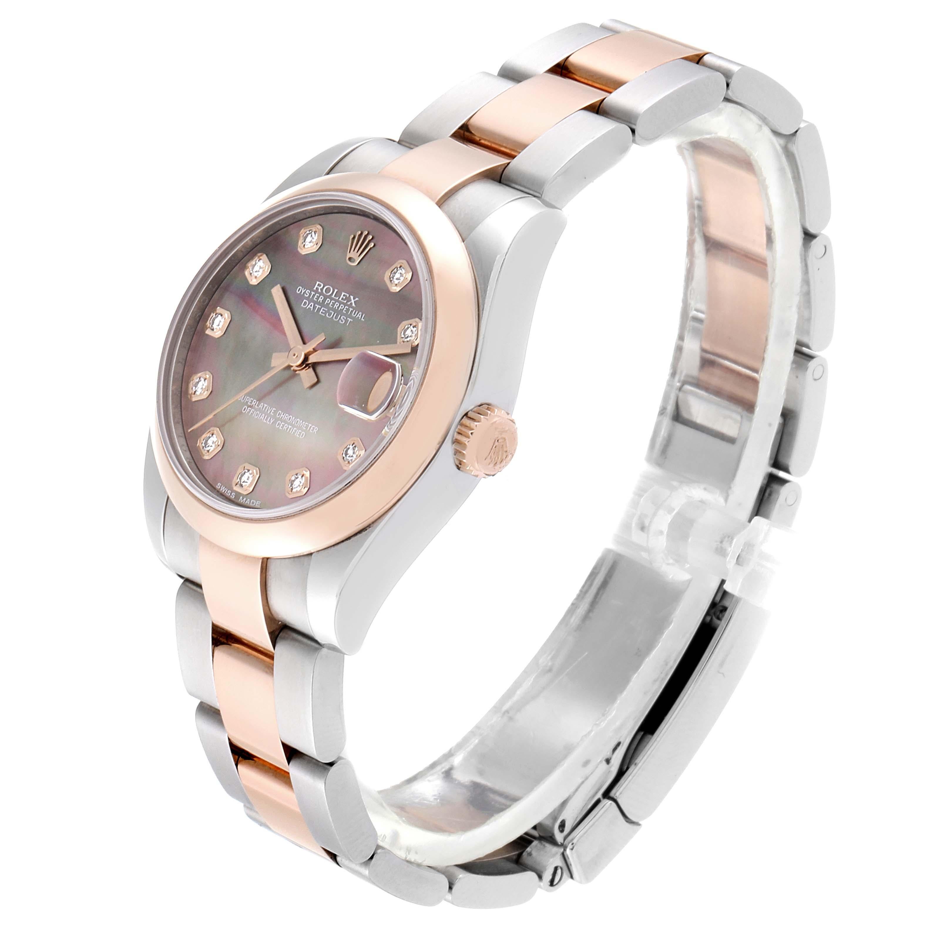 Rolex Datejust 31 Midsize Steel Rose Gold MOP Diamond Ladies Watch 178241 In Excellent Condition In Atlanta, GA