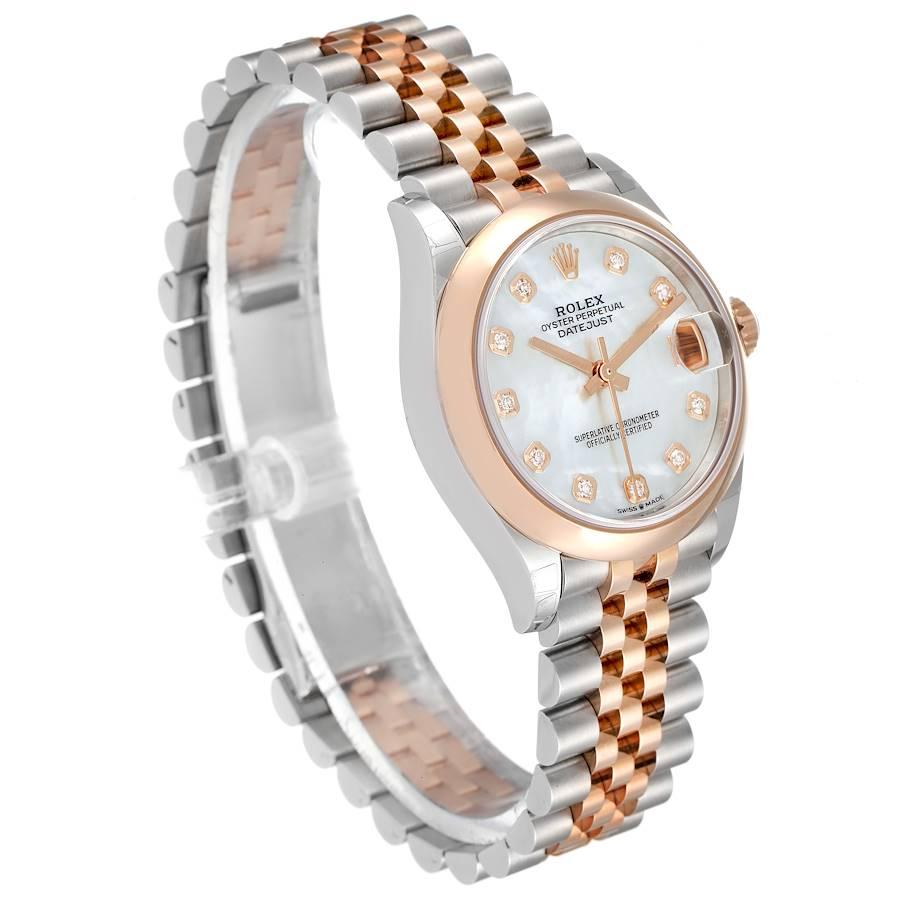 Rolex Datejust 31 Midsize Steel Rose Gold MOP Diamond Watch 278241 Unworn In Excellent Condition For Sale In Atlanta, GA