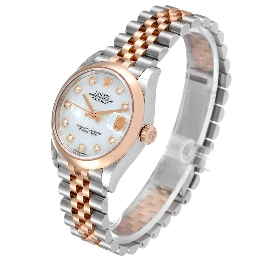 Women's Rolex Datejust 31 Midsize Steel Rose Gold MOP Diamond Watch 278241 Unworn For Sale