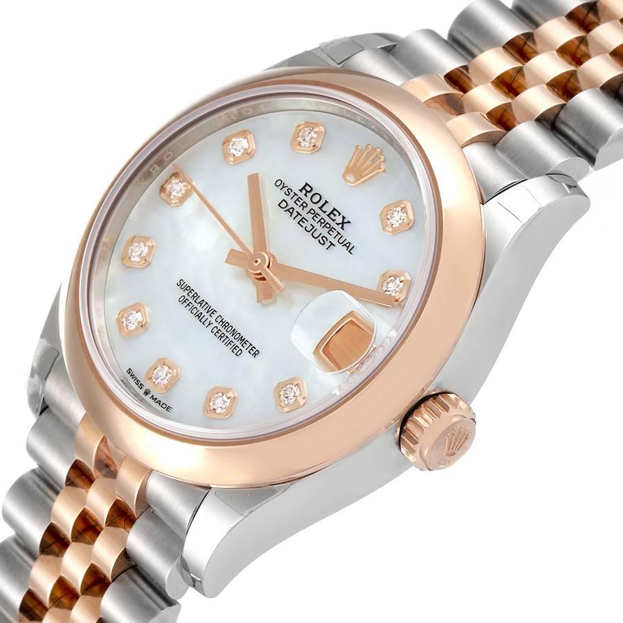 Rolex Datejust 31 Midsize Steel Rose Gold MOP Diamond Watch 278241 Unworn For Sale 1