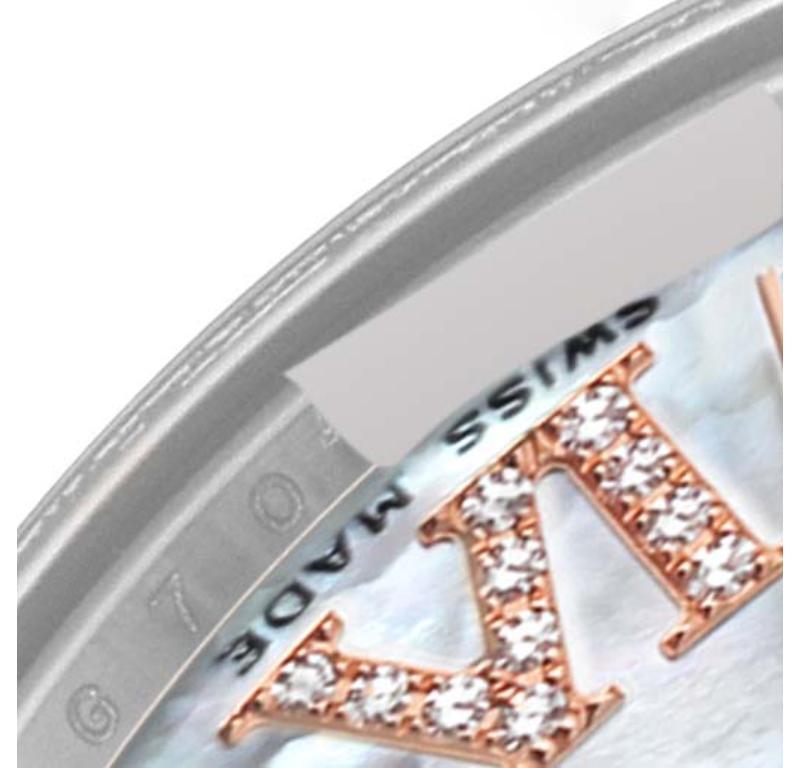 Rolex Datejust 31 Midsize Steel Rose Gold Mother Of Pearl Diamond Ladies Watch  en vente 2