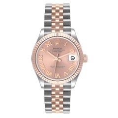 Rolex Datejust 31 Damenuhr aus Stahl mit Roségold-Rosen-Zifferblatt 278271
