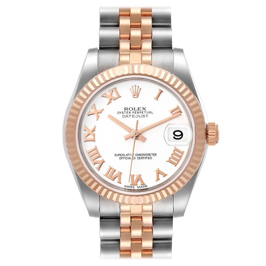 Rolex Datejust 31 Damenuhr aus Stahl mit weißem Zifferblatt 178271 Kartene im Angebot