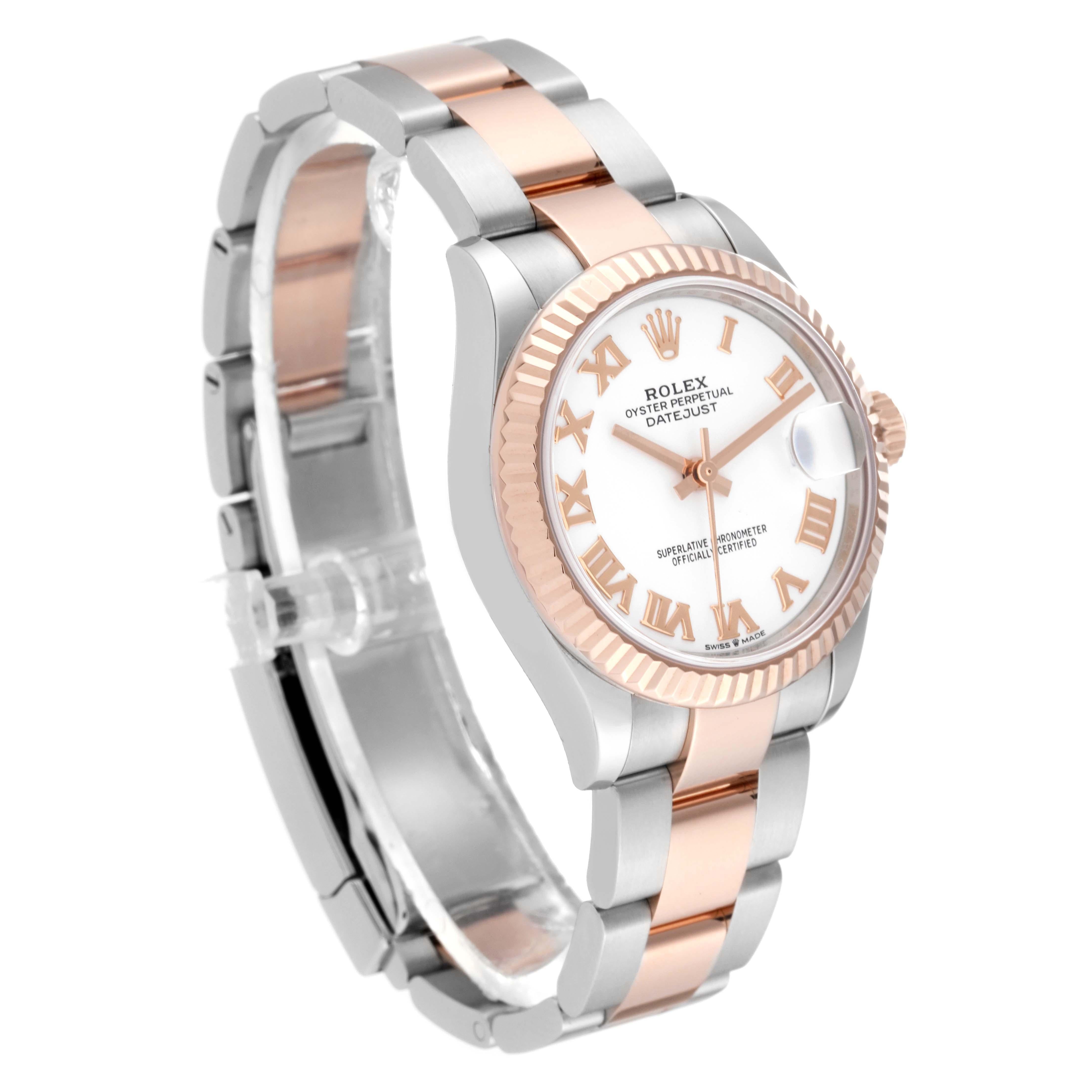 Women's Rolex Datejust 31 Midsize Steel Rose Gold White Dial Ladies Watch 278271