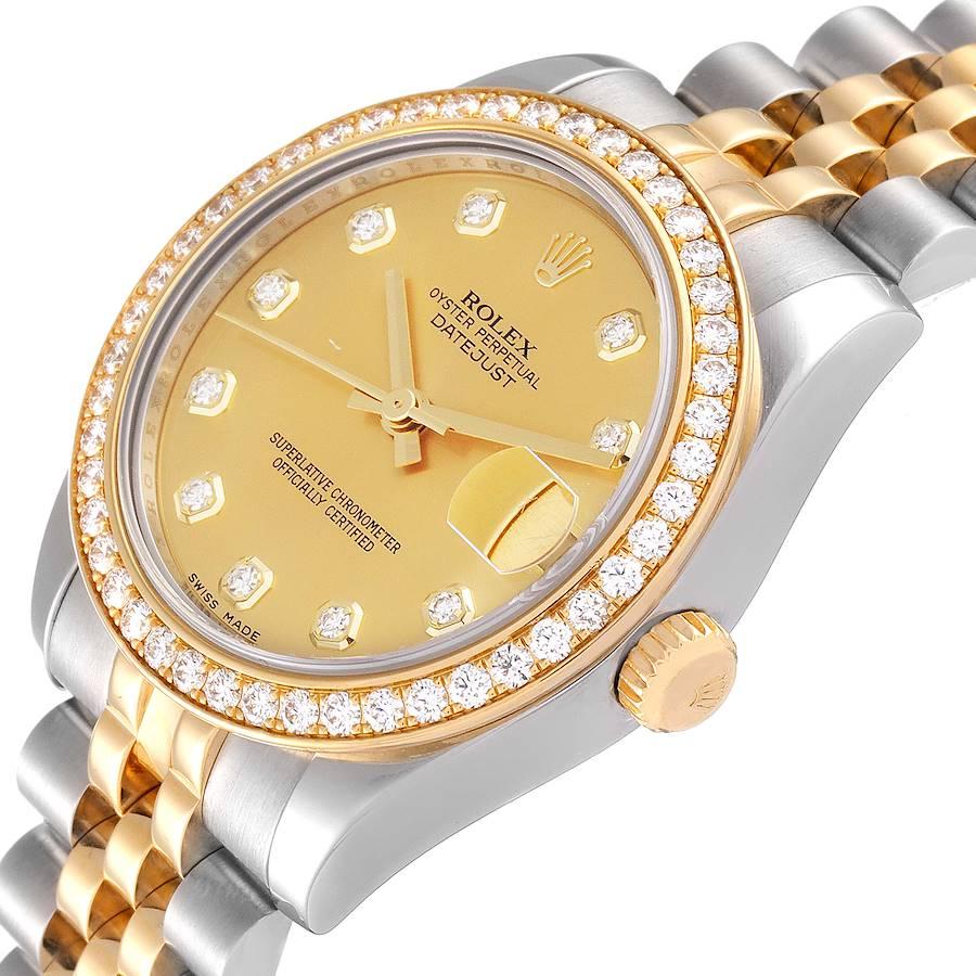 Women's Rolex Datejust 31 Midsize Steel Yellow Gold Diamond Ladies Watch 178383 For Sale