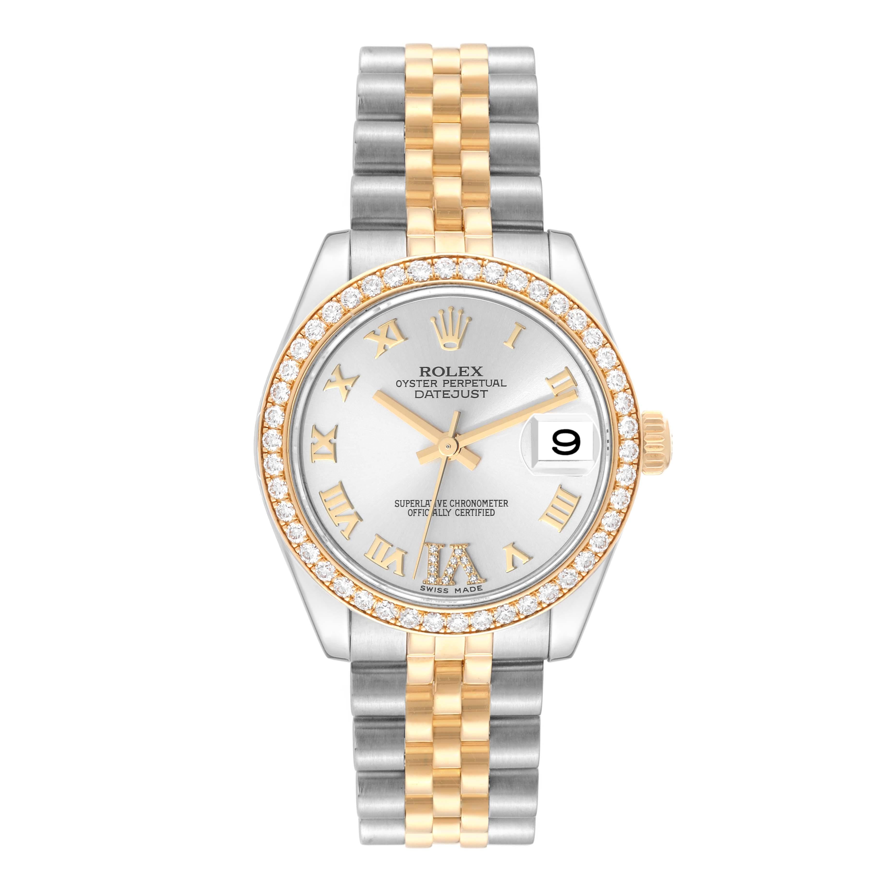 Rolex Datejust 31 Midsize Steel Yellow Gold Diamond Ladies Watch 178383 1
