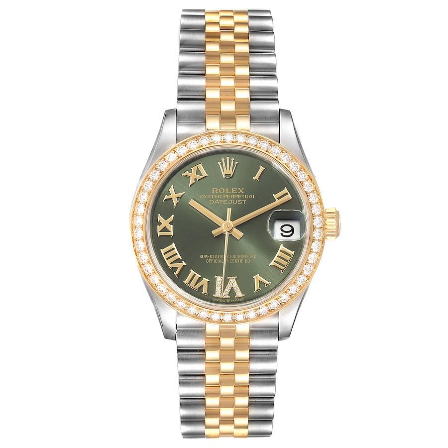 Rolex Datejust 31 Midsize Steel Yellow Gold Diamond Ladies Watch 278383. Officially certified chronometer self-winding movement. Stainless steel and 18K yellow gold oyster case 31.0 mm in diameter. Rolex logo on a crown. Original Rolex factory