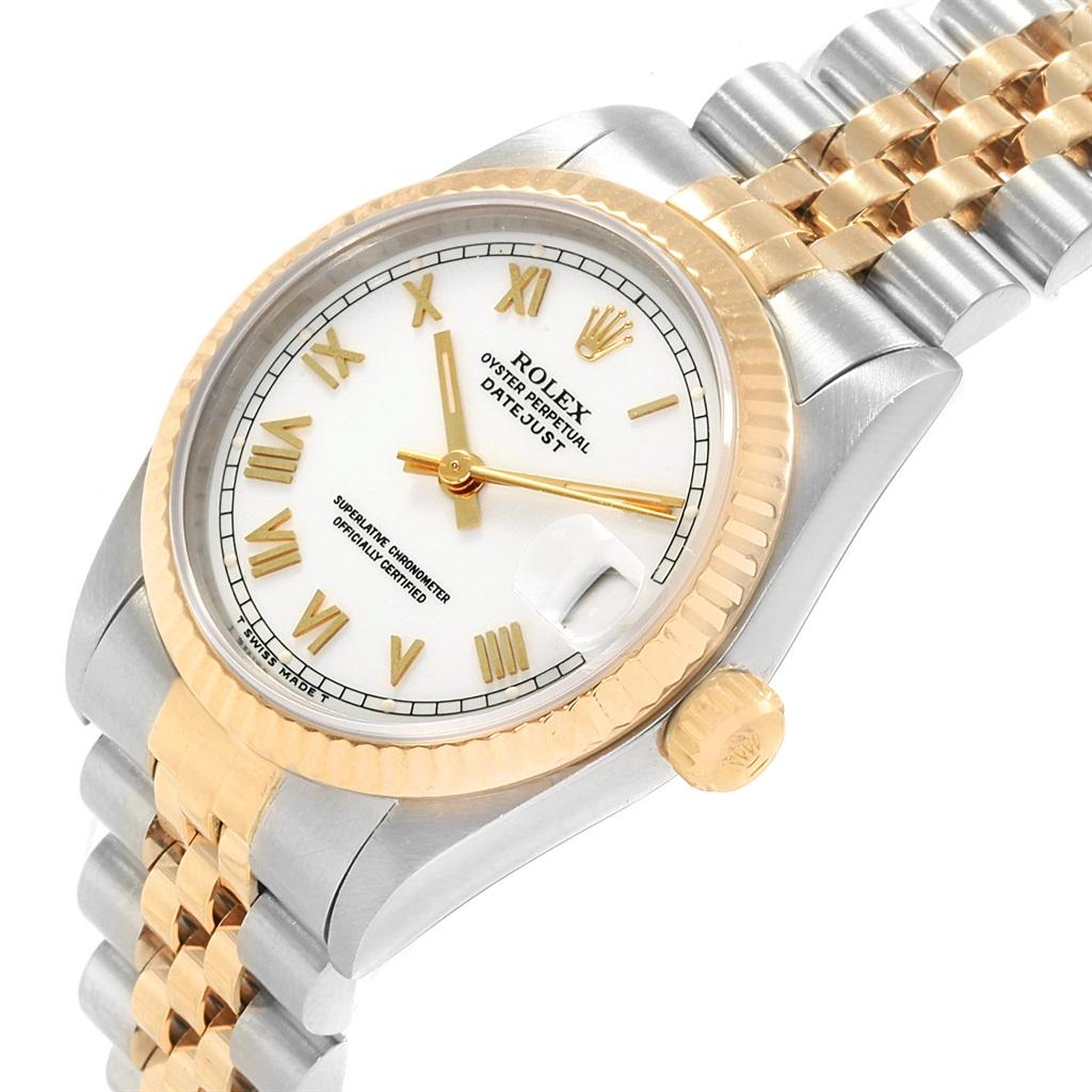 Rolex Datejust 31 Midsize Steel Yellow Gold White Dial Ladies Watch 68273 In Good Condition In Atlanta, GA