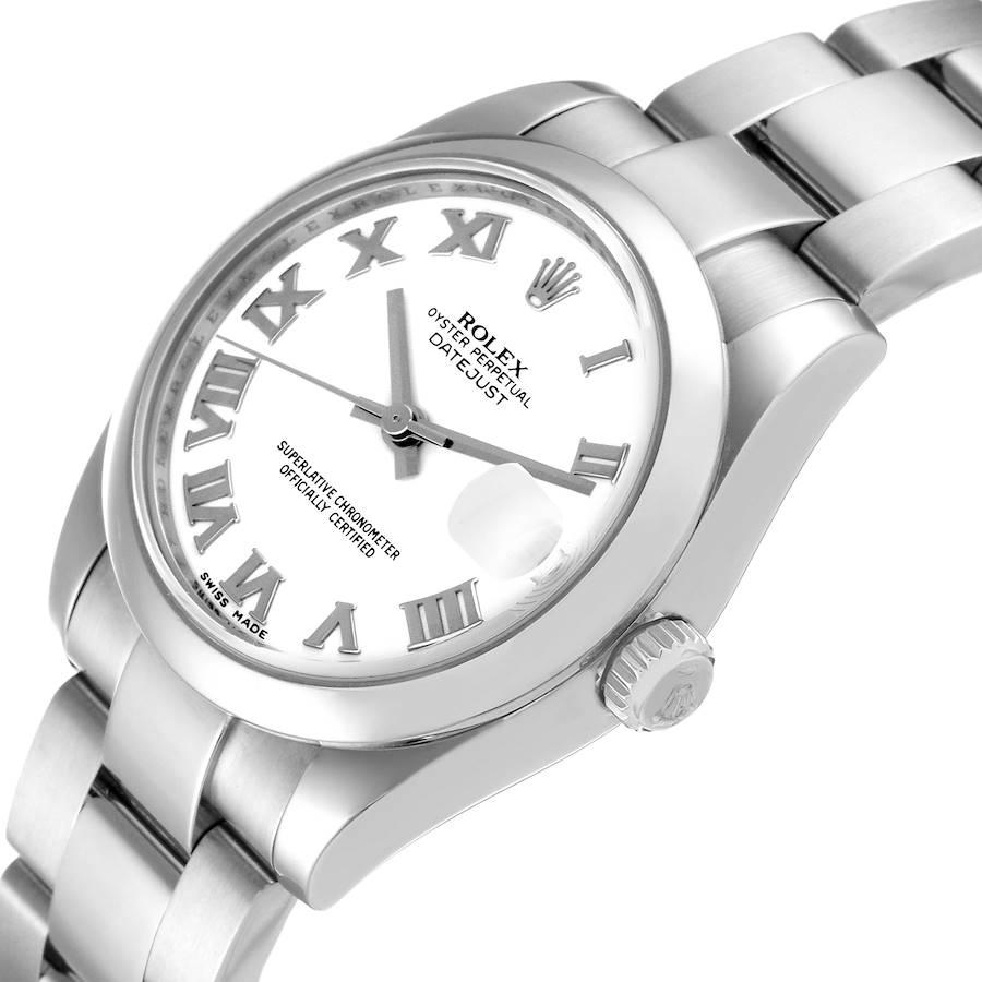 Women's Rolex Datejust 31 Midsize White Dial Smooth Bezel Steel Ladies Watch 178240 For Sale