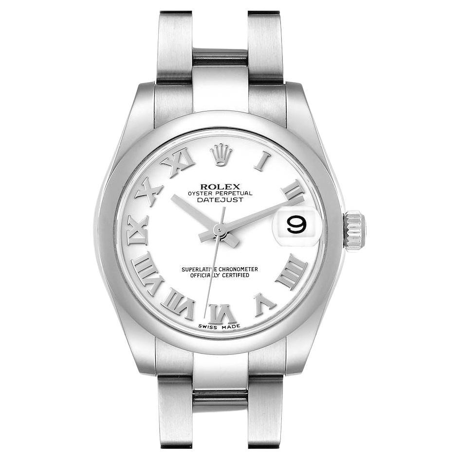 Rolex Montre Datejust 31 de taille moyenne avec cadran blanc et lunette lisse en acier pour femmes 178240