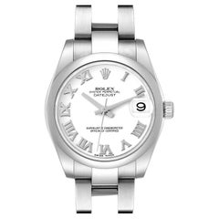 Rolex Montre Datejust 31 de taille moyenne avec cadran blanc et lunette lisse en acier pour femmes 178240