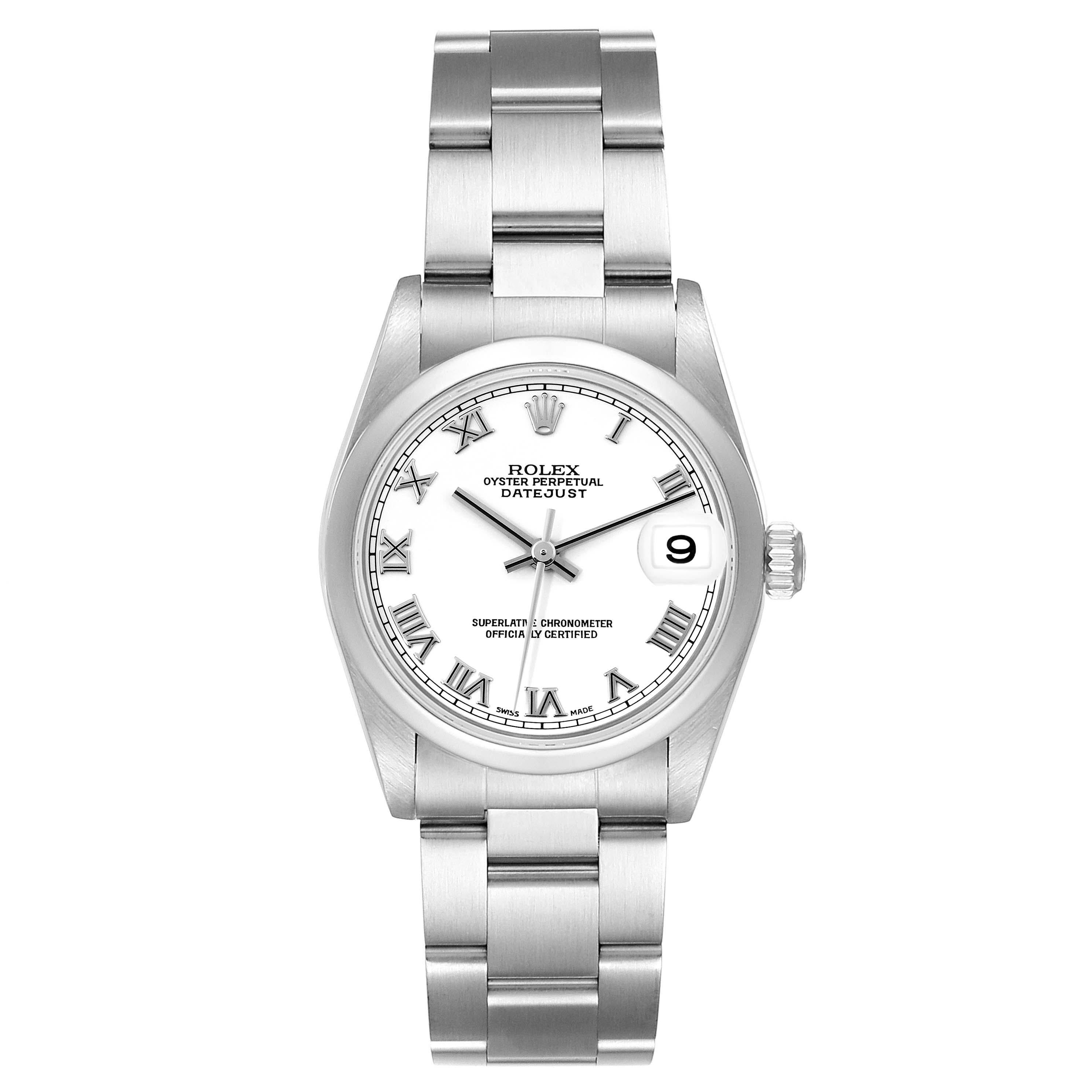 Women's Rolex Datejust 31 Midsize White Roman Dial Steel Ladies Watch 78240 For Sale