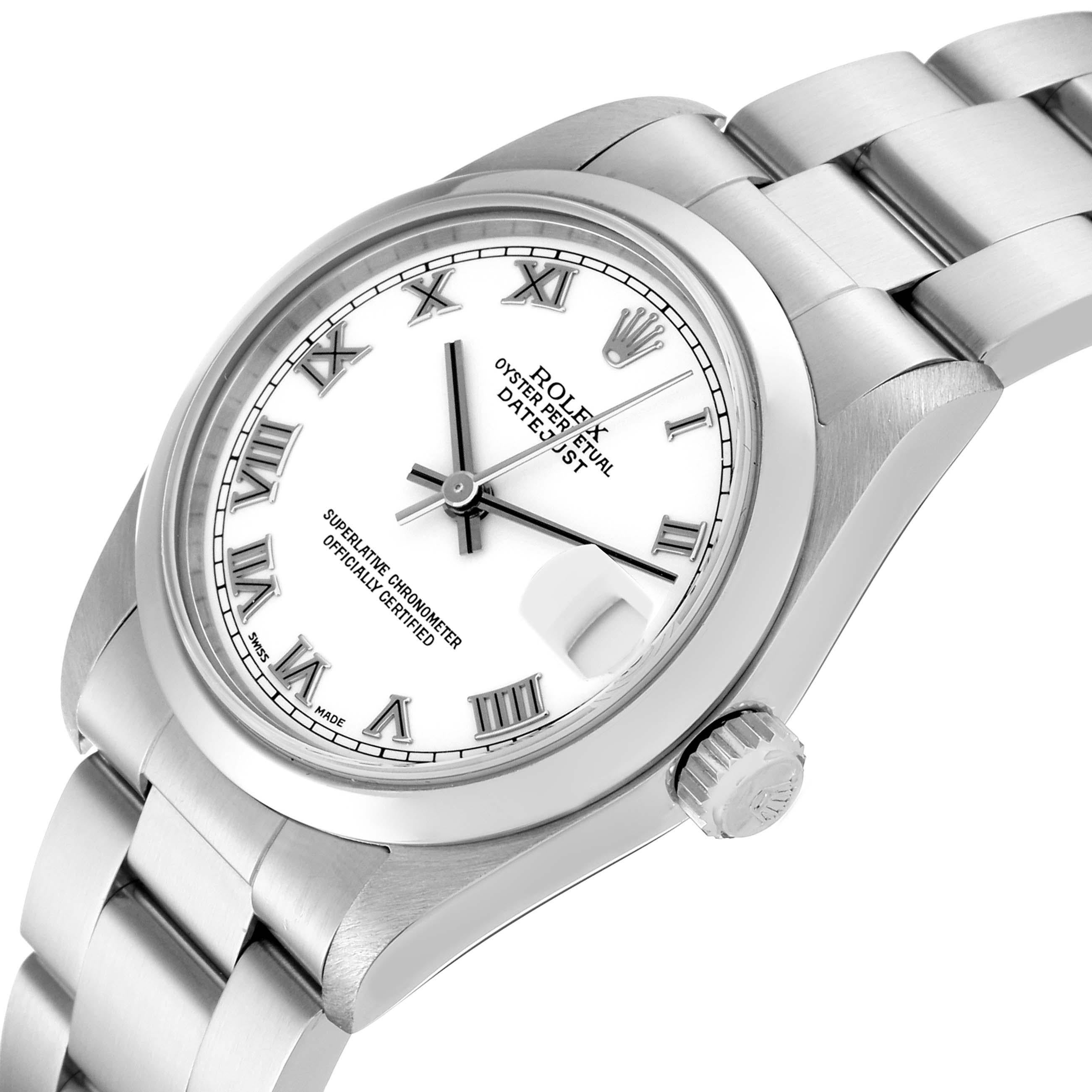 Rolex Datejust 31 Midsize White Roman Dial Steel Ladies Watch 78240 For Sale 2