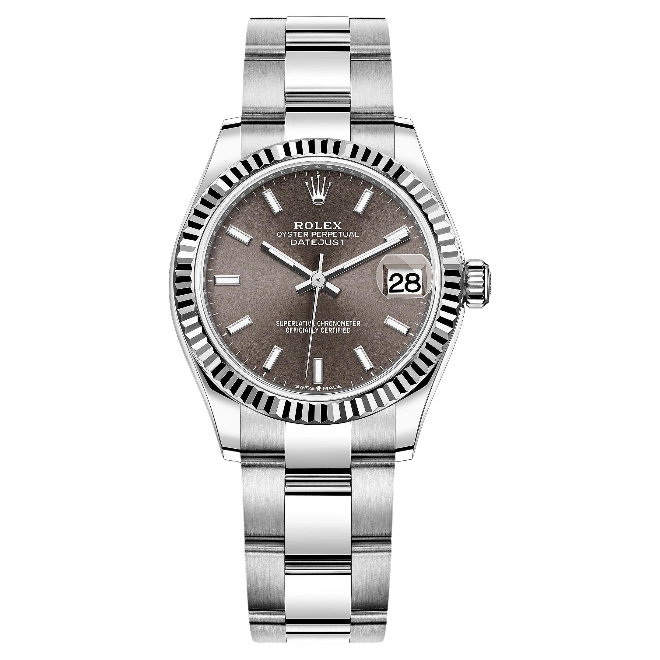 Rolex Datejust, Dark Grey, Oyster, Fluted, 278274, Unworn Watch, Complete For Sale