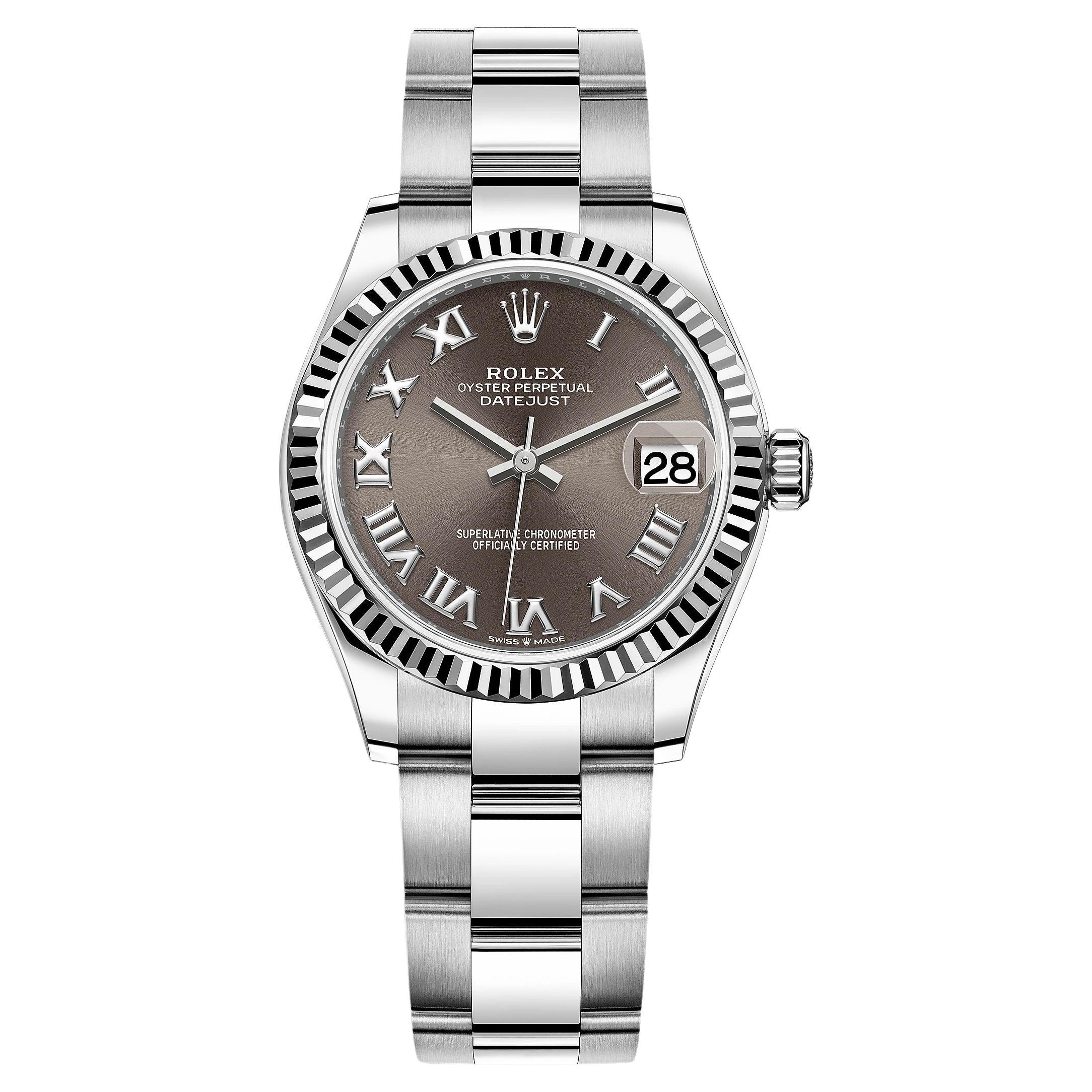 Rolex Datejust, Dark Grey Roman, Oyster, Fluted, 278274, Unworn Watch, Complete For Sale
