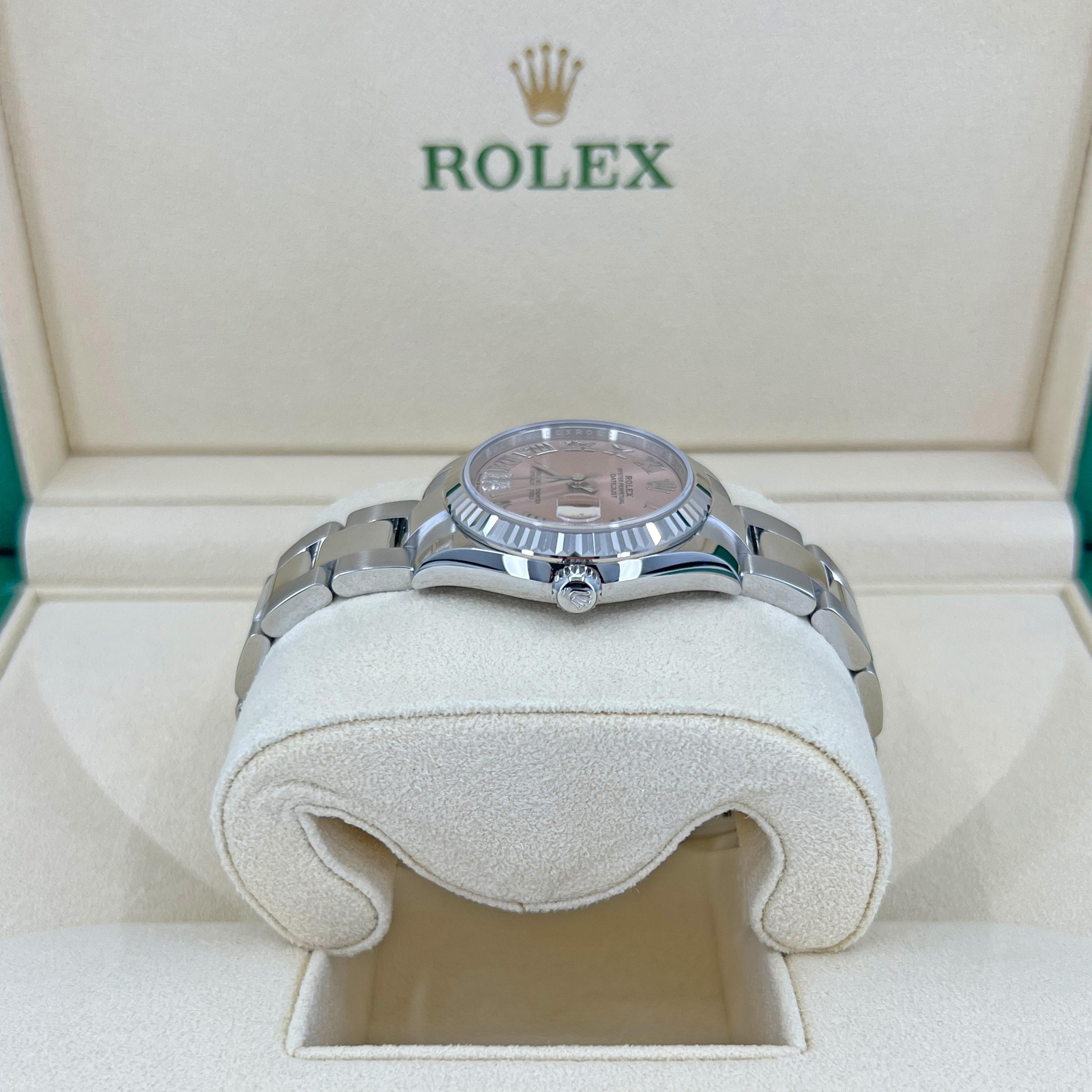 Rolex Datejust Pink Roman Oyster 2022 Fluted 278274 Unworn Watch For Sale 1