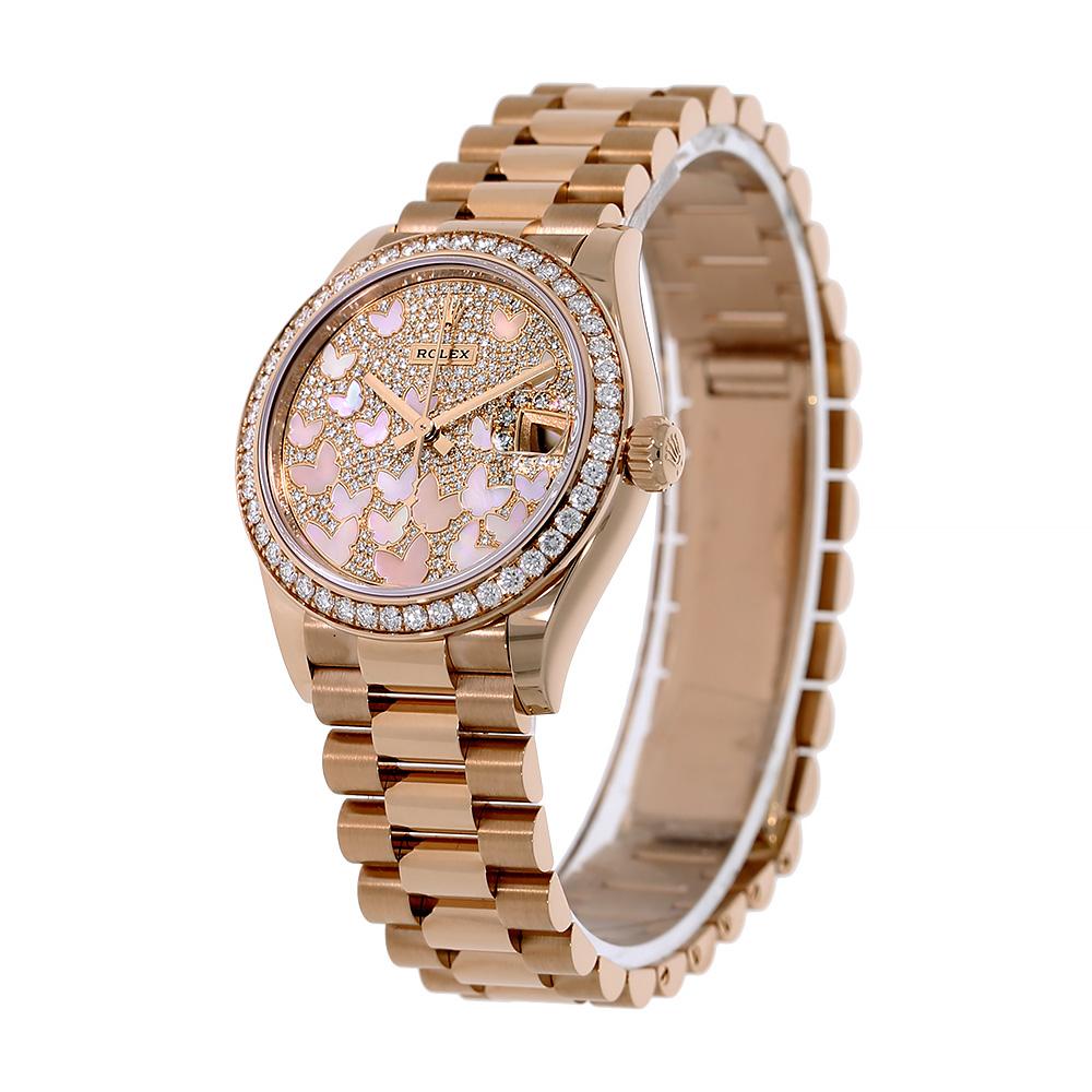 Introduced at Baselworld 2019 the 278285RBR is a romantic depiction of the traditional Datejust with the addition of exquisite luxurious materials. The 278285RBR comes with a rose gold case that is 31mm in diameter with a monobloc middle case,