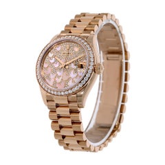 Rolex Datejust 31 Rose Gold Mother of Pearl Butterfly Pave Dial Watch 278285RBR