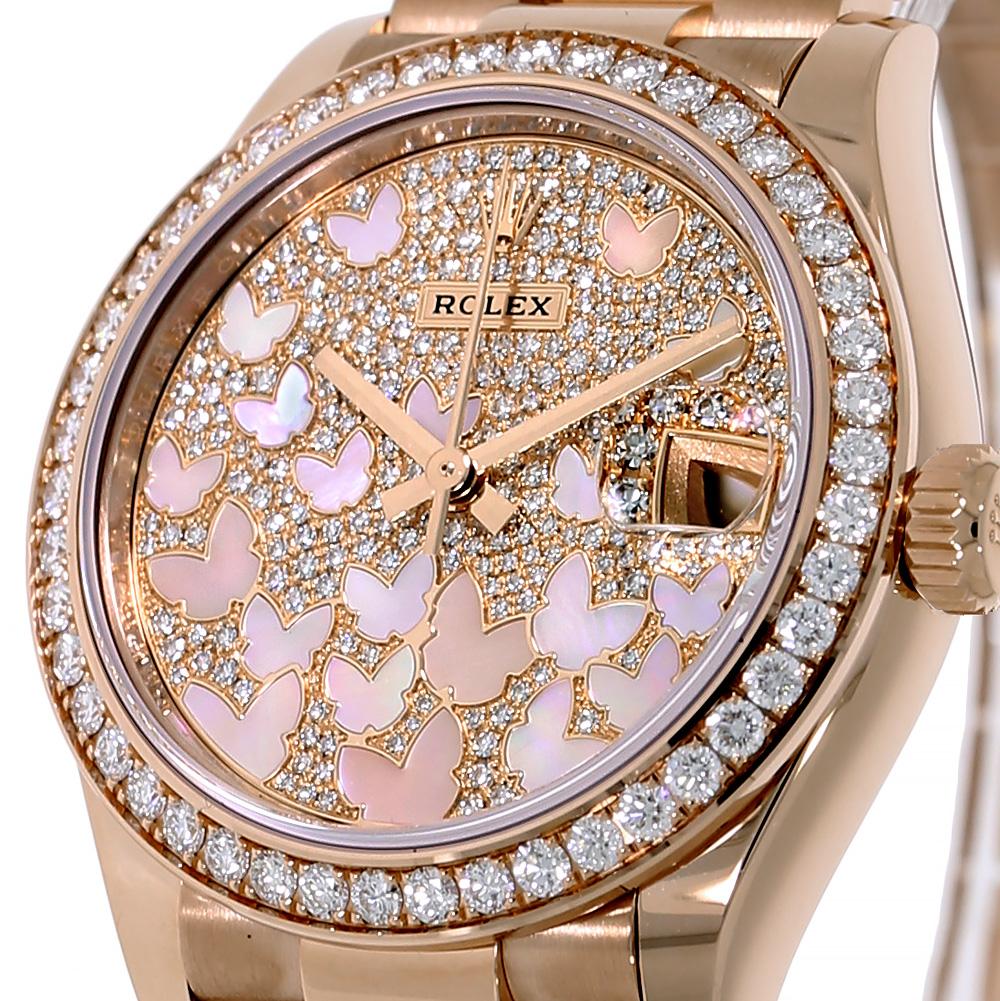 rolex butterfly rose gold watch