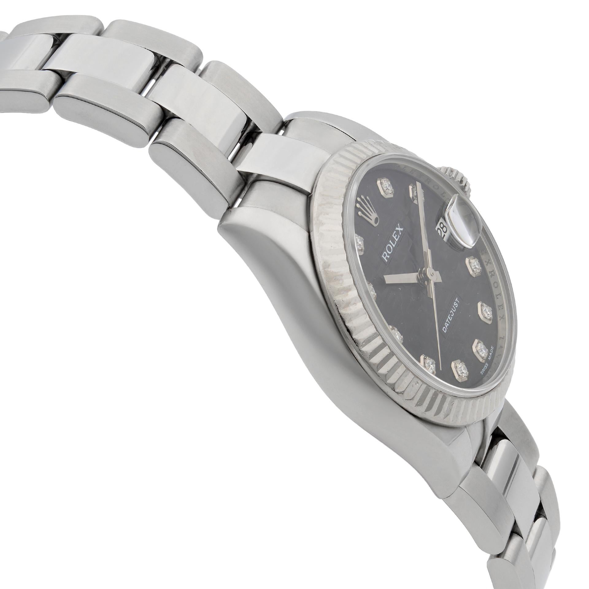 Women's Rolex Datejust 31 Stainless Steel Diamond Jubilee Black Dial Ladies Watch 178274