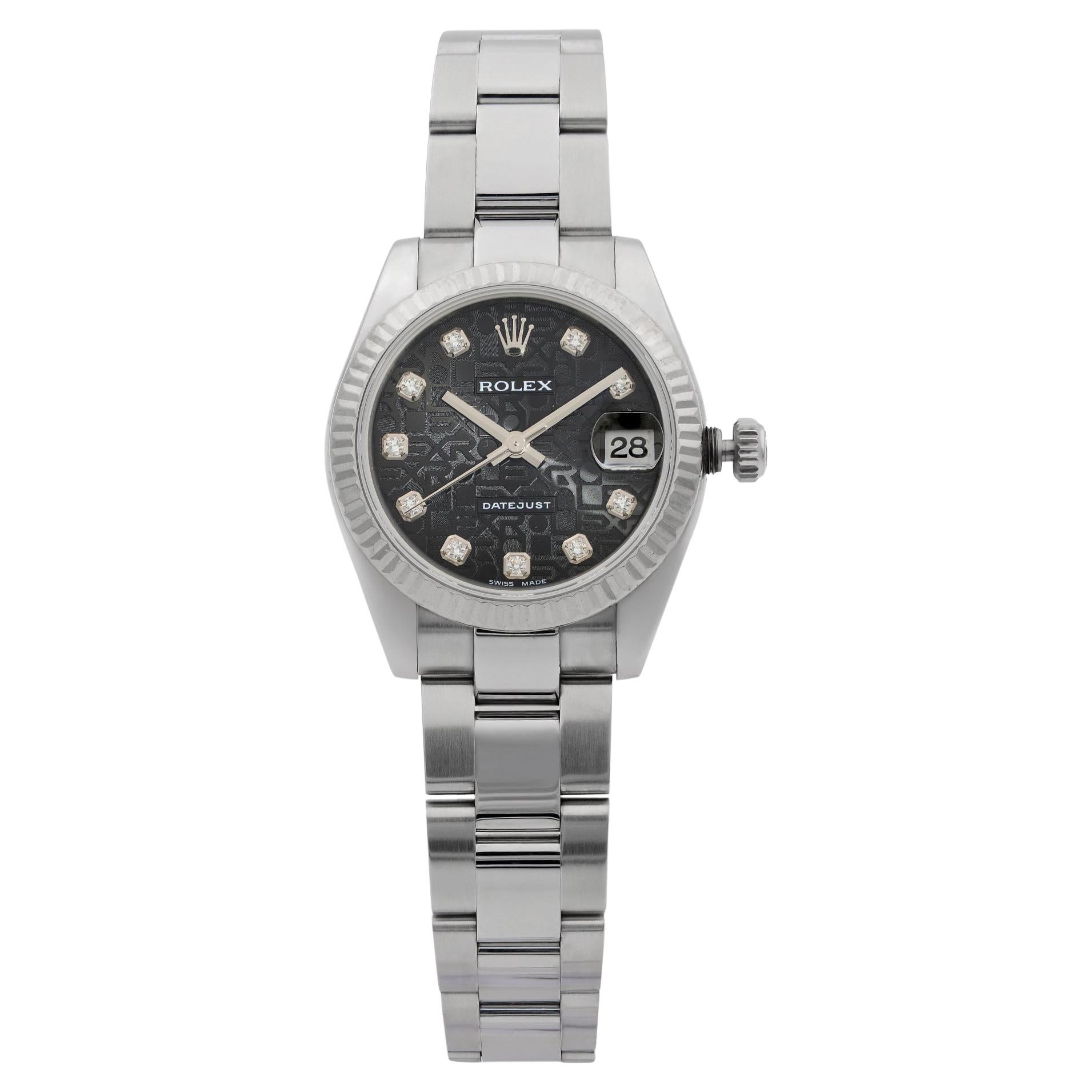 Rolex Datejust 31 Stainless Steel Diamond Jubilee Black Dial Ladies Watch 178274