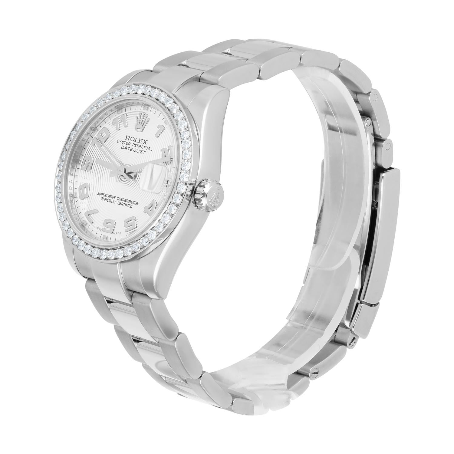 Rolex Montre Datejust 31 mm en acier inoxydable et argent avec lunette en diamant 178240 Pour femmes en vente