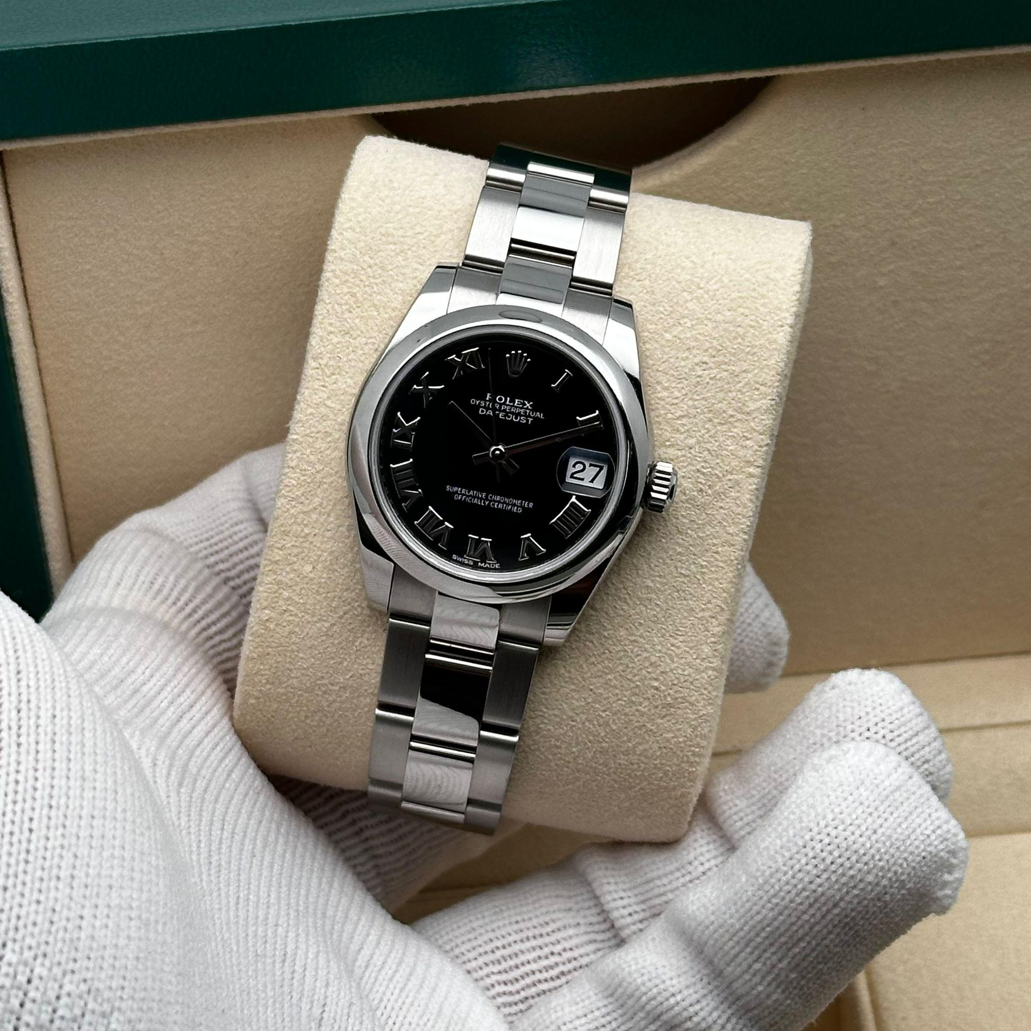 Rolex Datejust 31 Steel Black Roman Dial Automatic Midsize Watch 178240 3