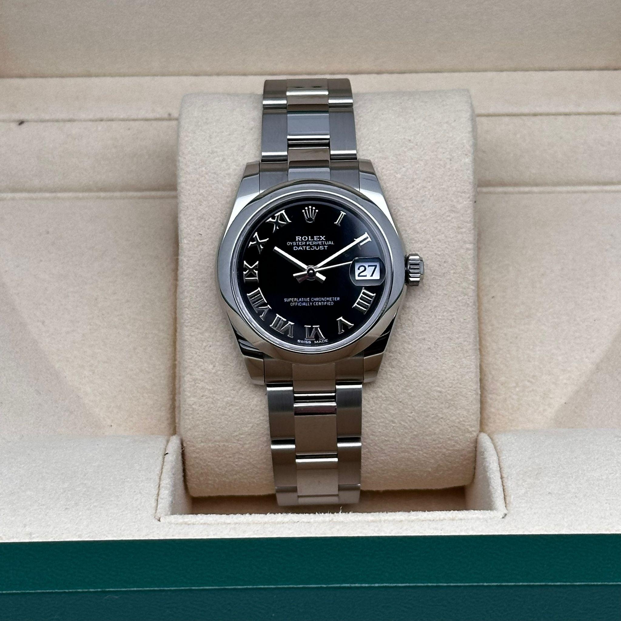 Rolex Datejust 31 Steel Black Roman Dial Automatic Midsize Watch 178240 4