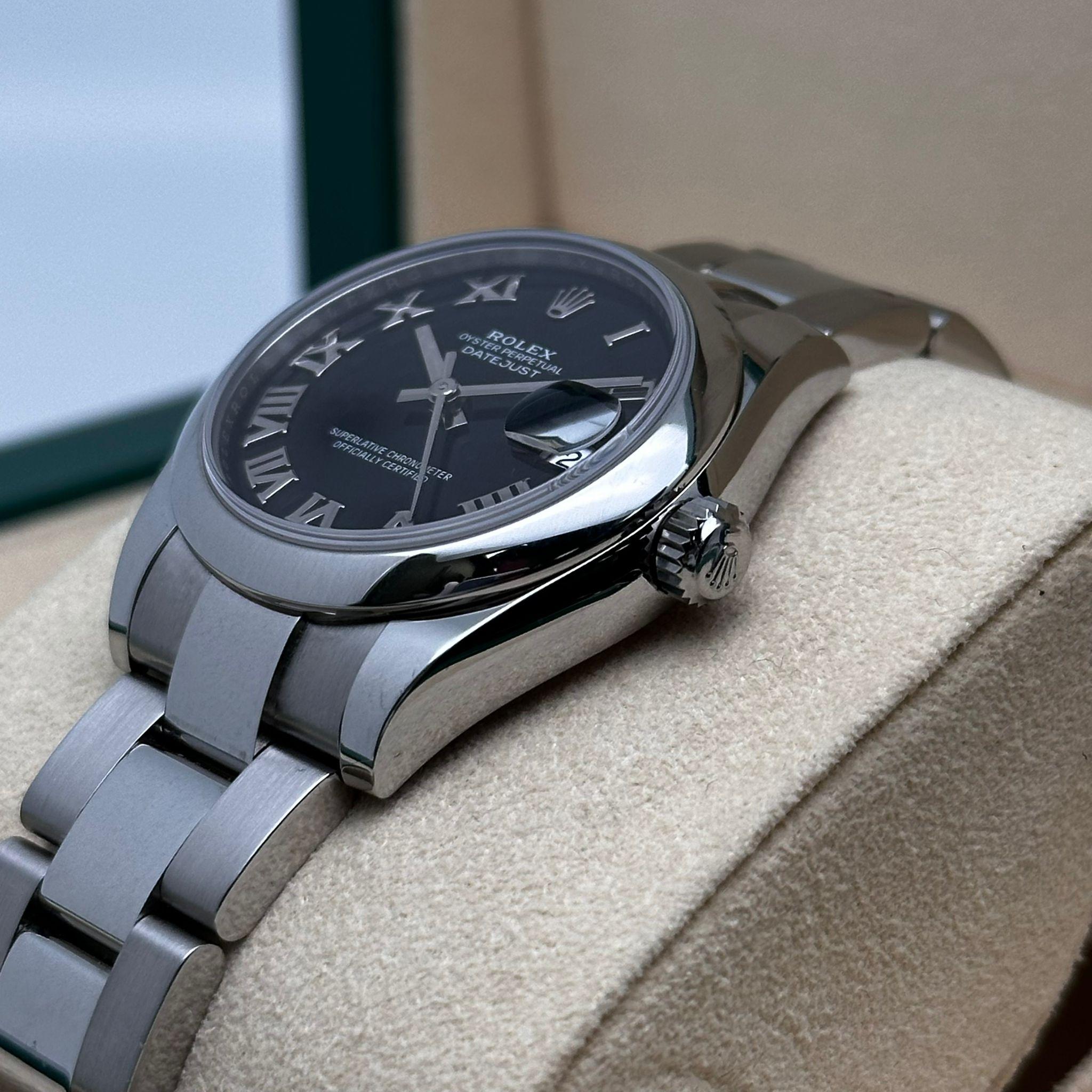 Rolex Datejust 31 Steel Black Roman Dial Automatic Midsize Watch 178240 5