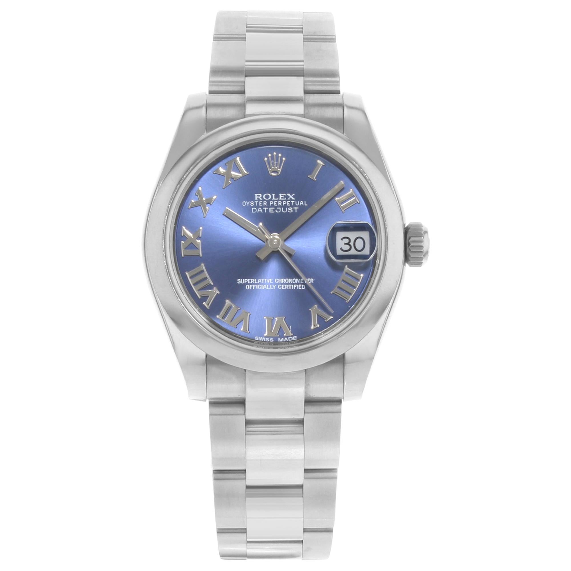 Rolex Datejust 31 Steel Blue Roman Dial Automatic Midsize Watch 178240 BRO