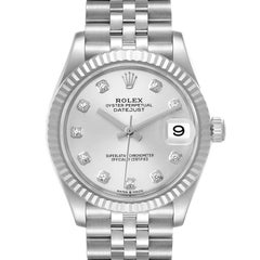 Rolex Datejust 31 Steel White Gold Diamond Dial Ladies Watch 278274 Box Card