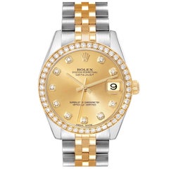 Rolex Datejust 31 Steel Yellow Gold Diamond Ladies Watch 178383 Box Card