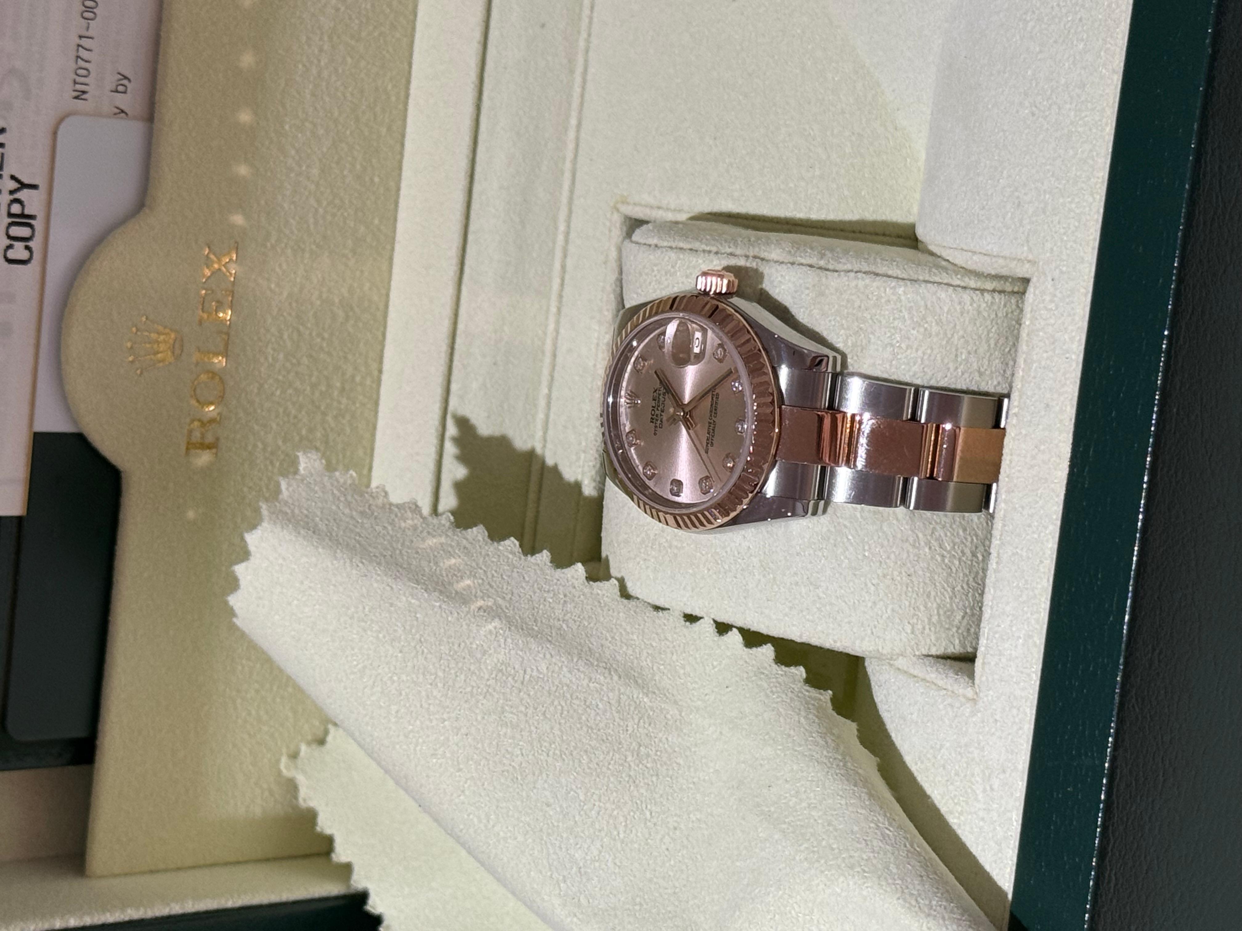 Rolex Datejust 31 Sundust Pink Diamond Dial Two Tone Rose Gold Watch im Angebot 1