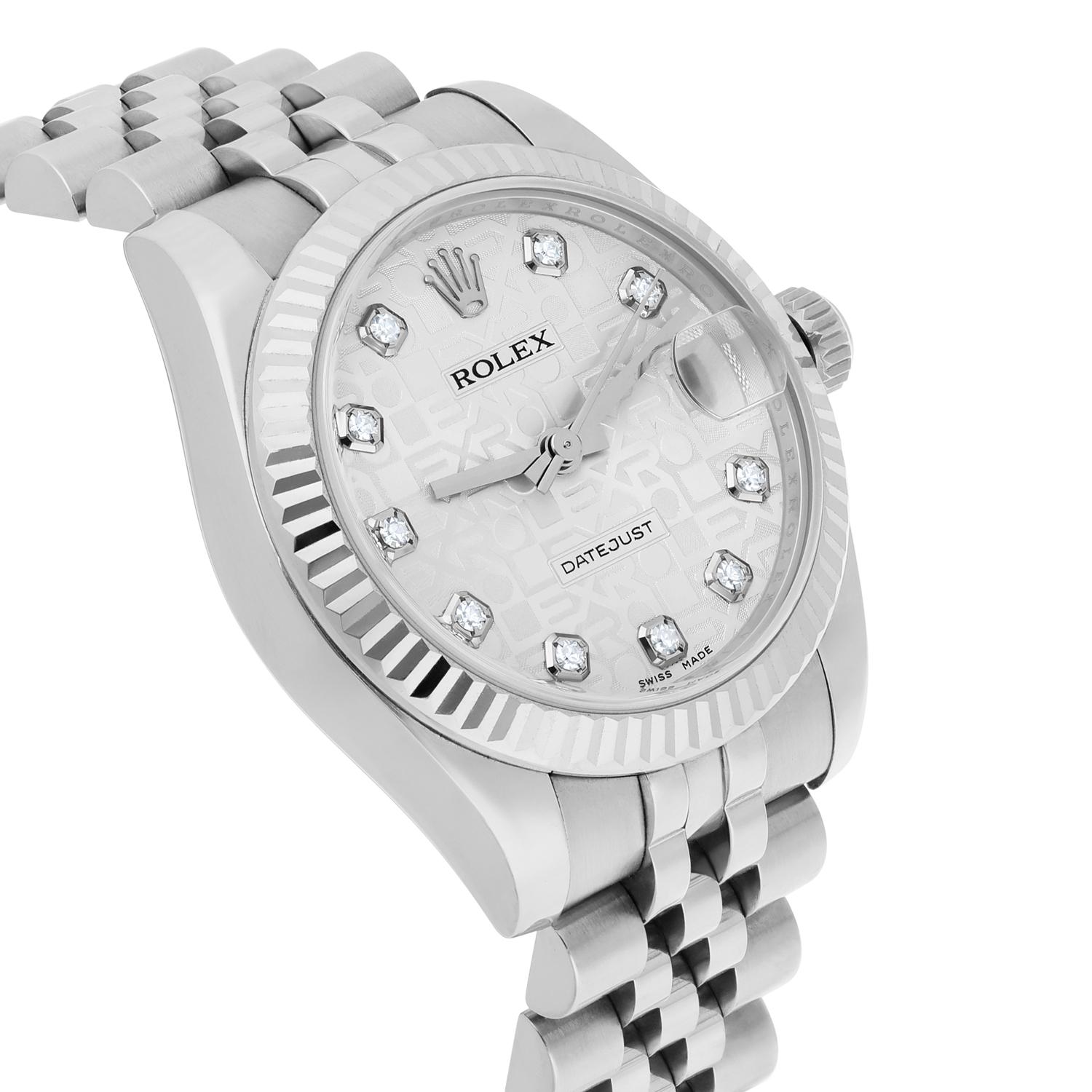 Rolex Montre Datejust 31 mm 178274 avec logo argenté et cadran diamanté en vente 1