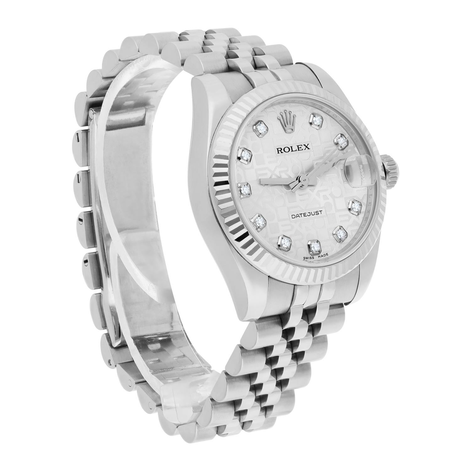 Rolex Datejust 31mm 178274 Silver Logo Jubilee Diamond Dial Complete Watch For Sale 2
