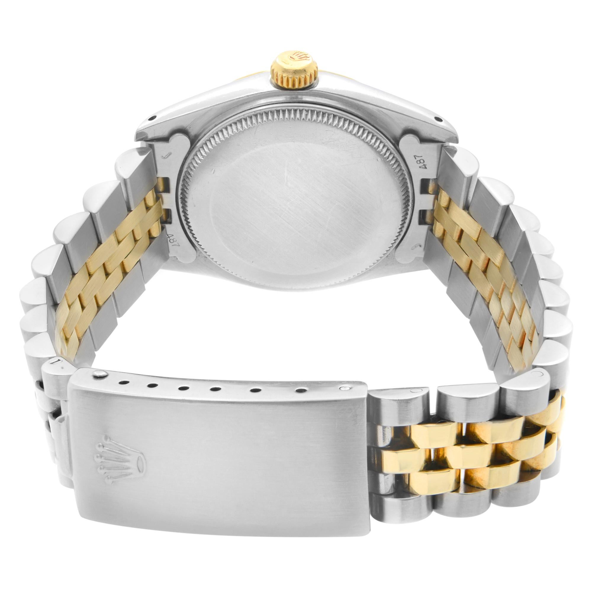 Women's Rolex Datejust 18k Gold Steel Custom Silver Diamond Dial Ladies Watch 6827