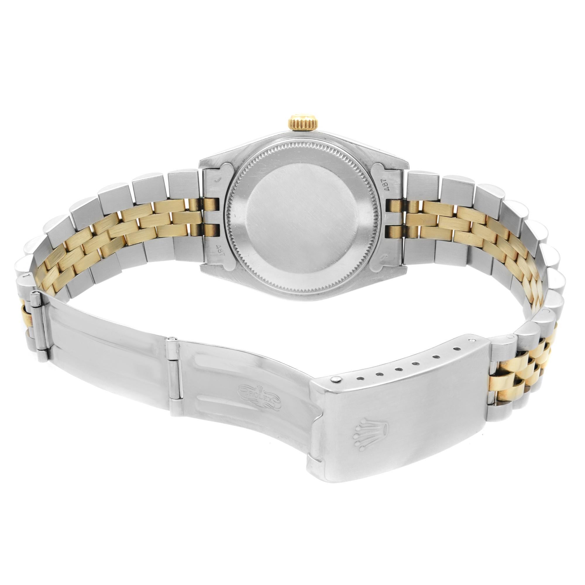 Rolex Datejust 18k Gold Steel Custom Silver Diamond Dial Ladies Watch 6827 1
