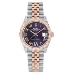 Rolex Datejust 18k Rose Gold Steel Diamonds Purple Dial Watch 278341RBR