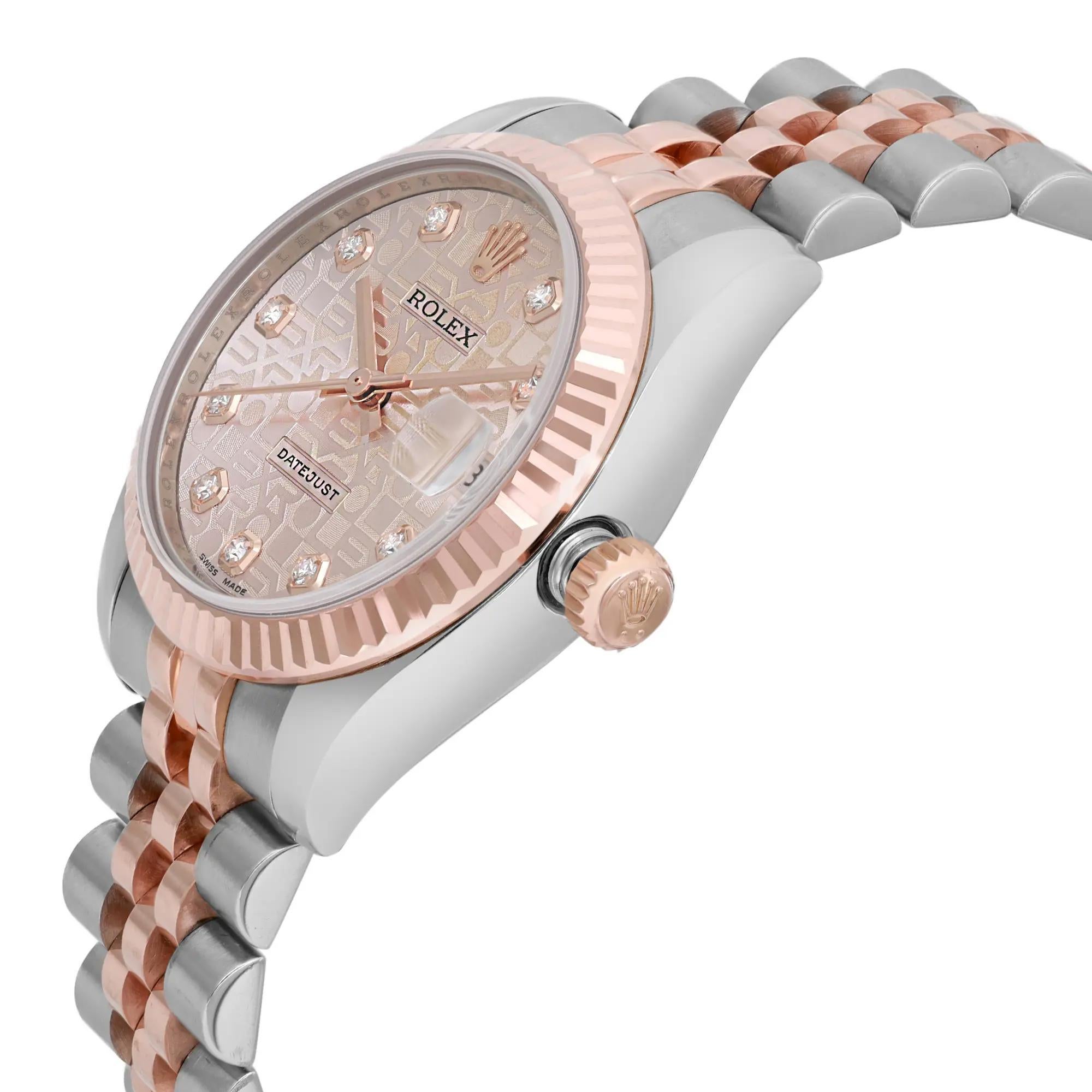 Rolex Datejust 31MM 18K Rose Gold Steel Jubilee Diamond Dial Orologio da donna 178271 In condizioni ottime in vendita a New York, NY